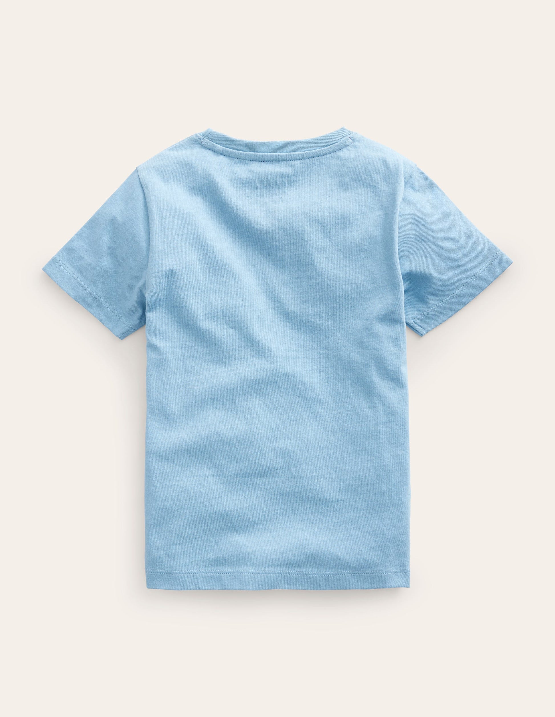 Cross-Stitch Cotton T-Shirt-Pebble Blue Train-3