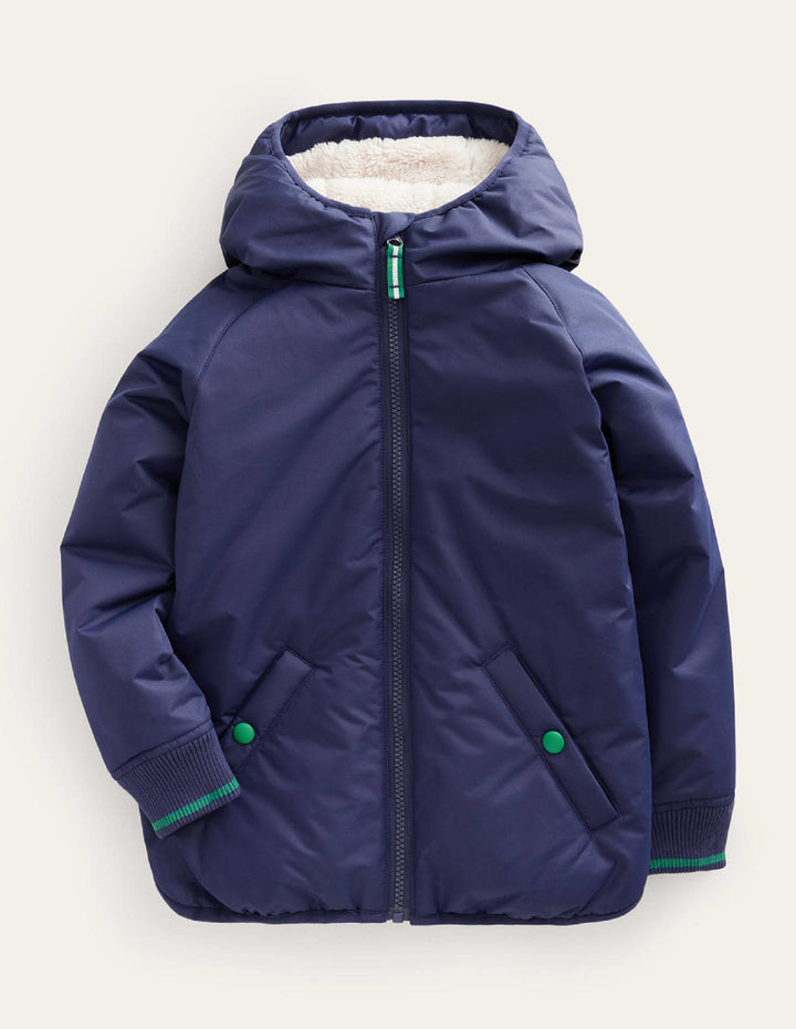Anorak à doublure sherpa-Bleu marine universitaire