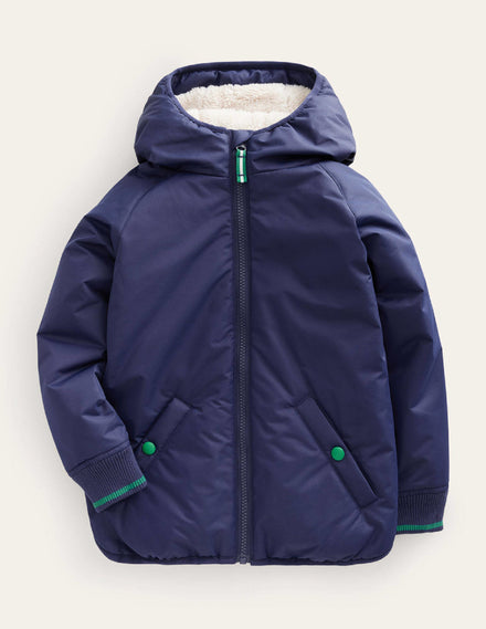 Anorak mit Sherpa-Futter-Schuluniform-Marineblau