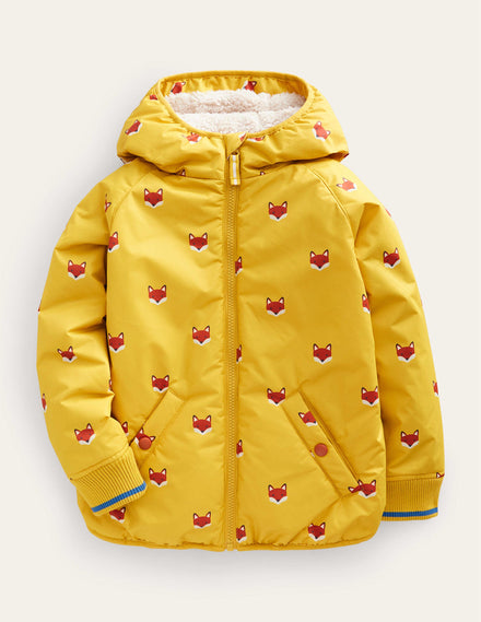 Anorak mit Sherpa-Futter-Gelb Fuchsköpfe