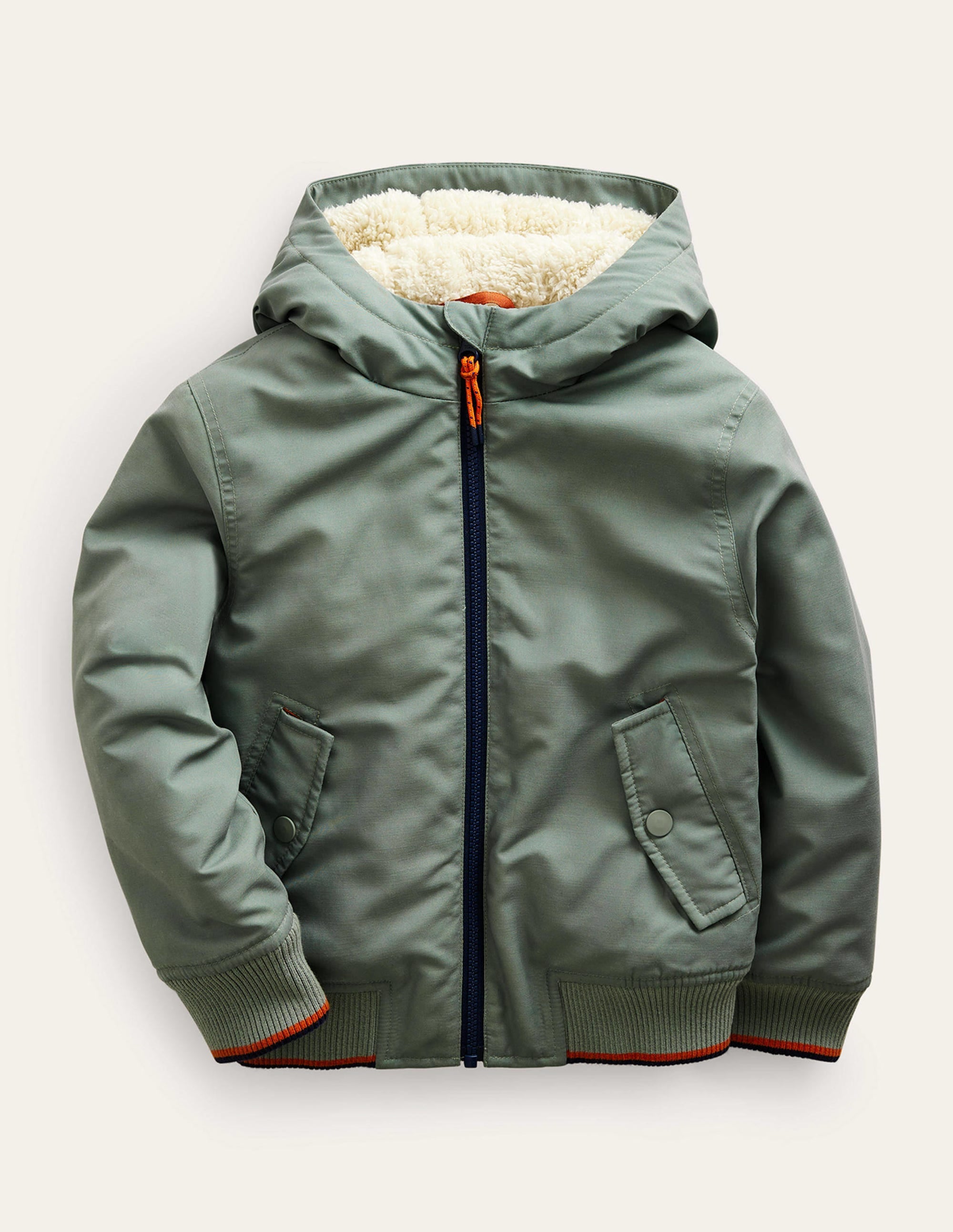 Veste bomber doublée à capuche-Vert poterie - Image 1