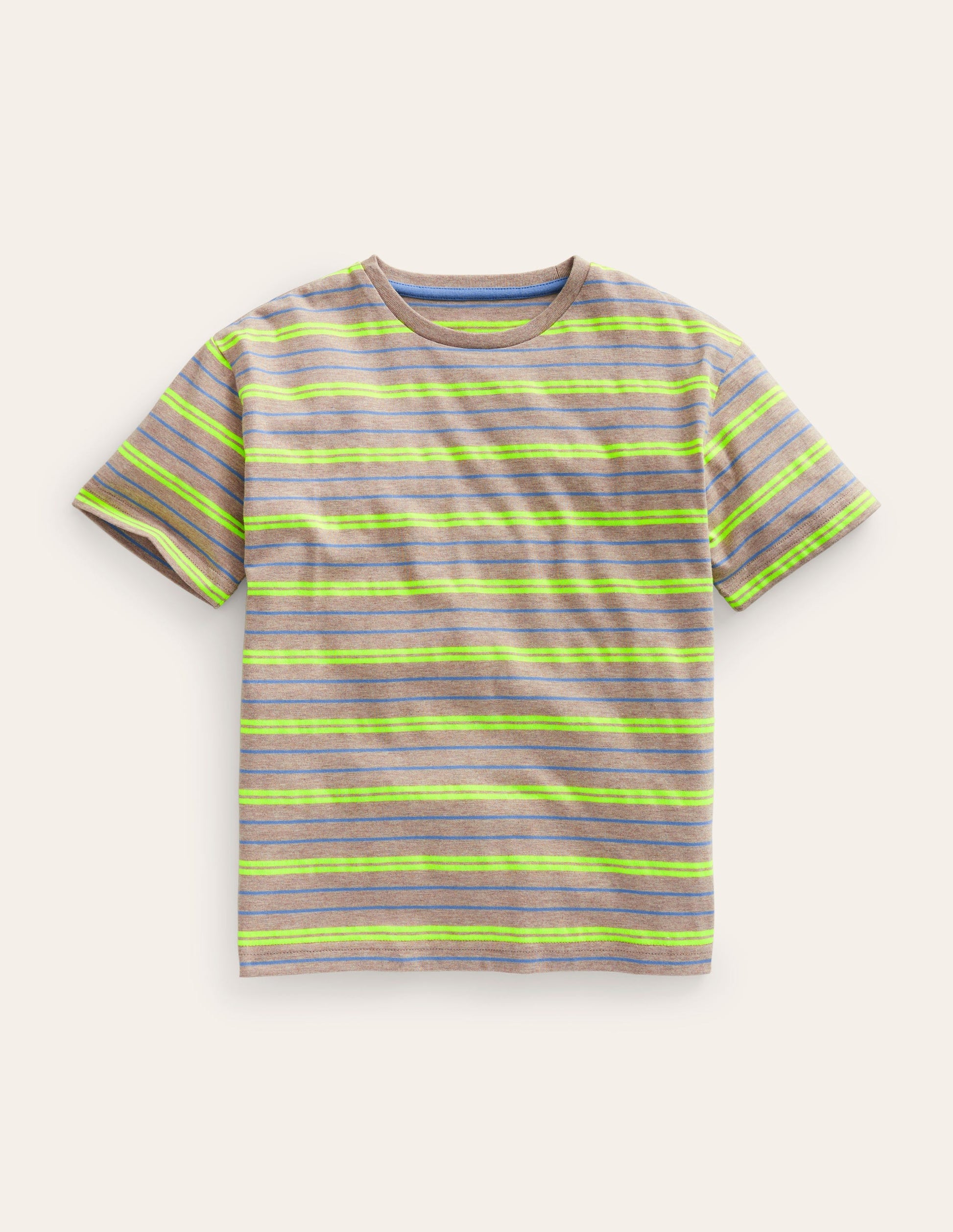 Relaxed Neon-Stripe T-Shirt-Oatmeal Marl/Neon Yellow-1