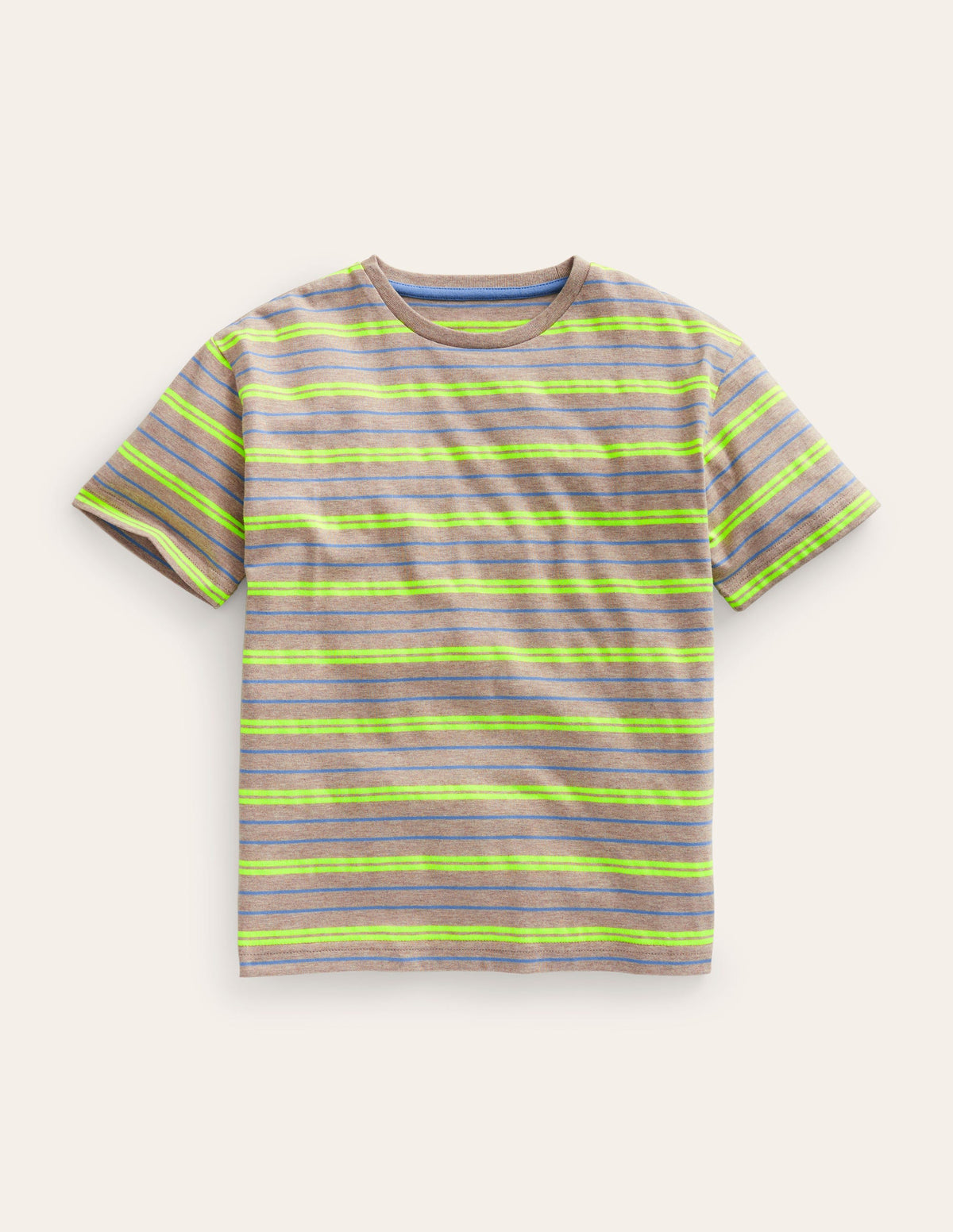 Relaxed Neon-Stripe T-Shirt-Oatmeal Marl/Neon Yellow - Image 1