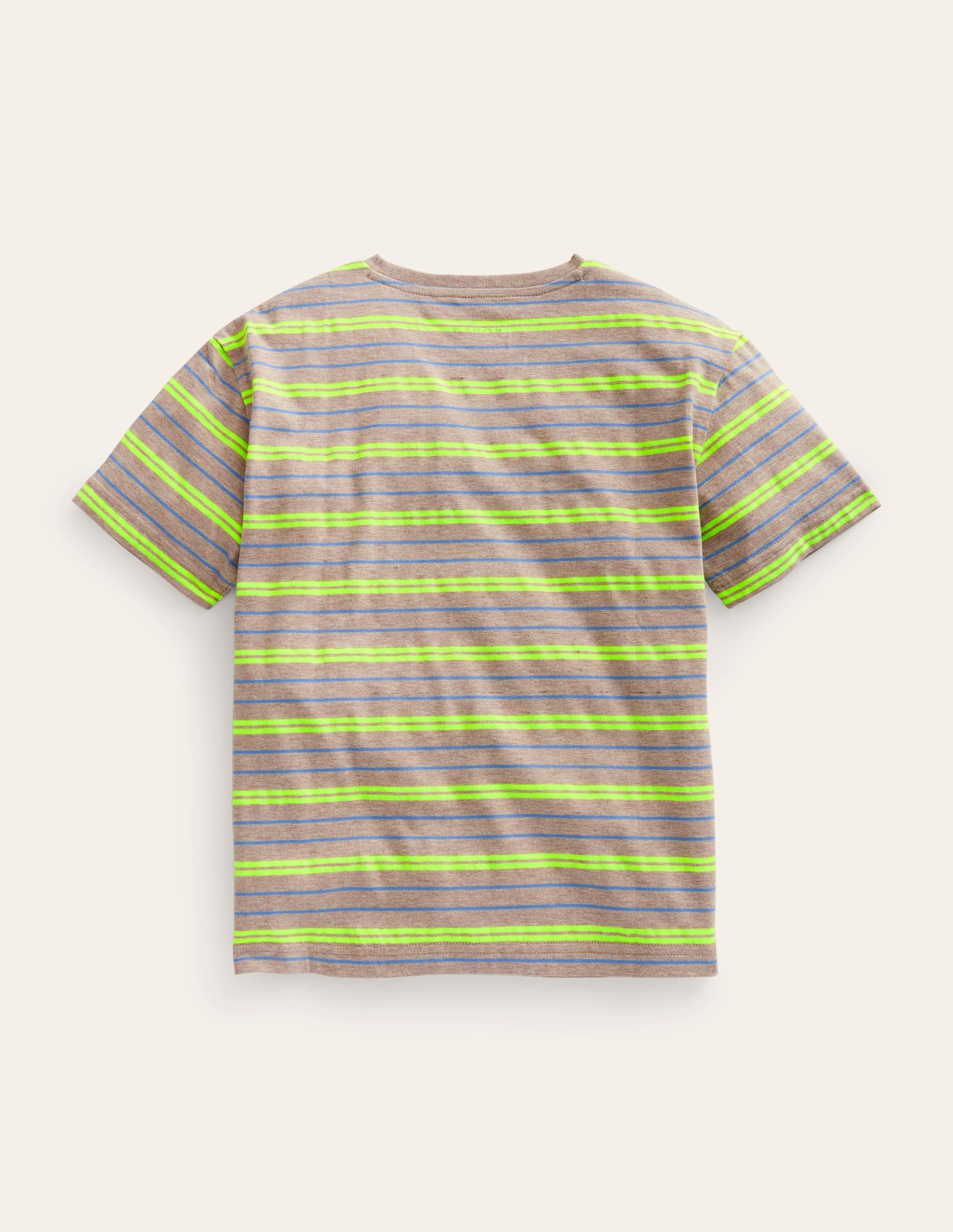 Relaxed Neon-Stripe T-Shirt-Oatmeal Marl/Neon Yellow - Image 2