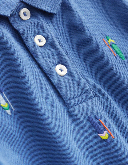 Embroidered Piqué Polo Shirt-Blue Paddle Boards