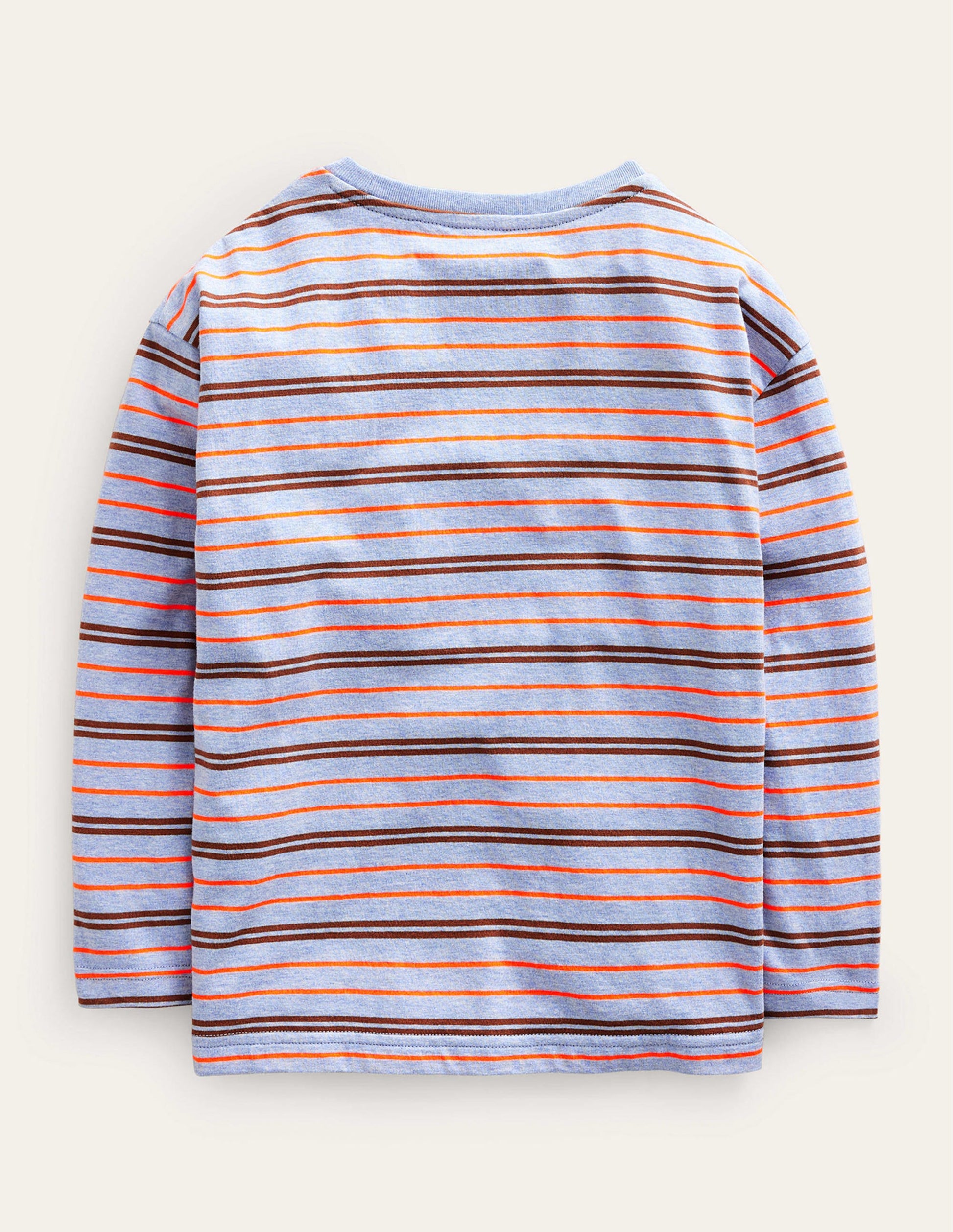 Langärmliges Neon-T-Shirt-Blau Meliert/Neon-Orange-2