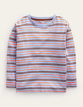 Langärmliges Neon-T-Shirt-Blau Meliert/Neon-Orange