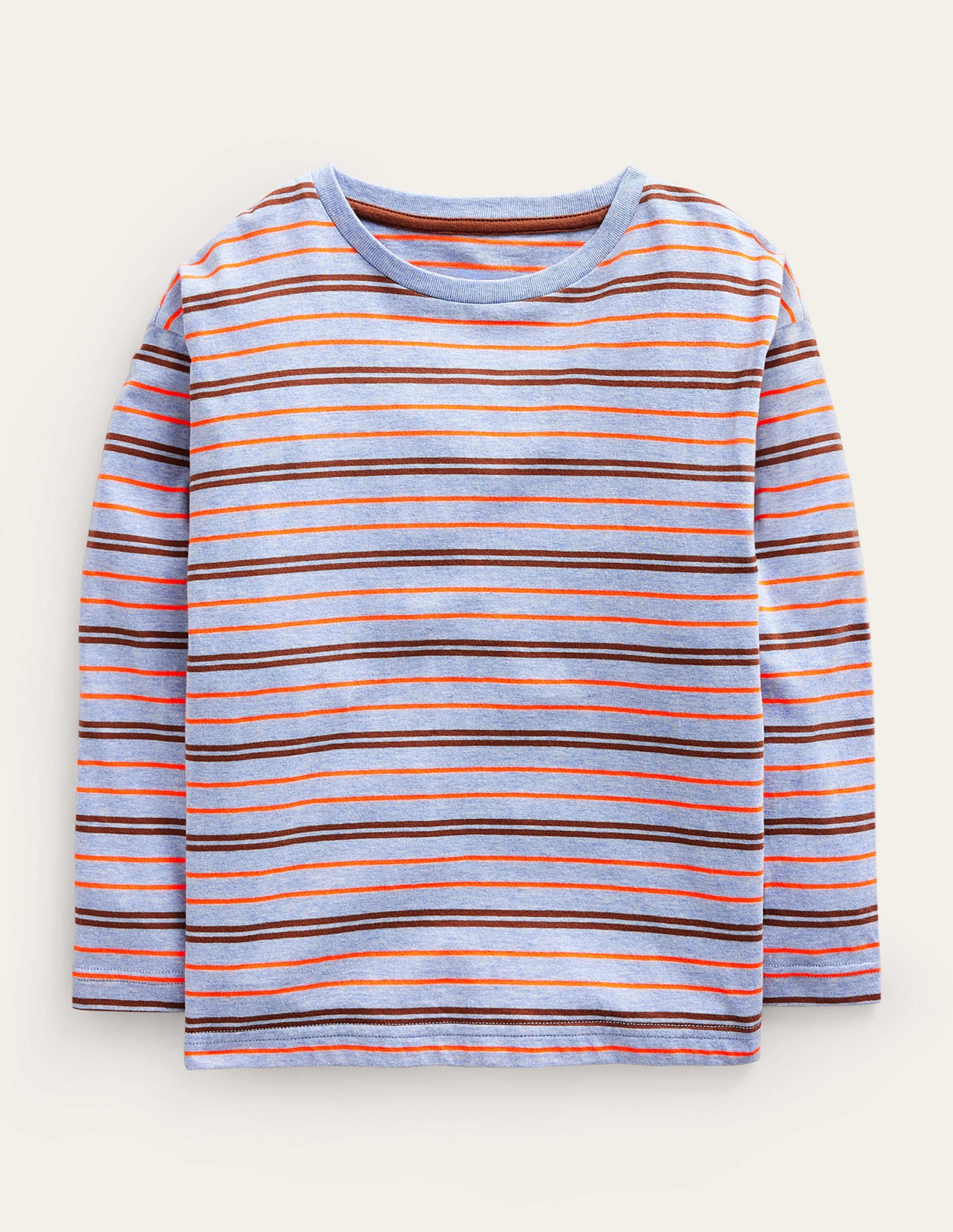Langärmliges Neon-T-Shirt-Blau Meliert/Neon-Orange - Image 1