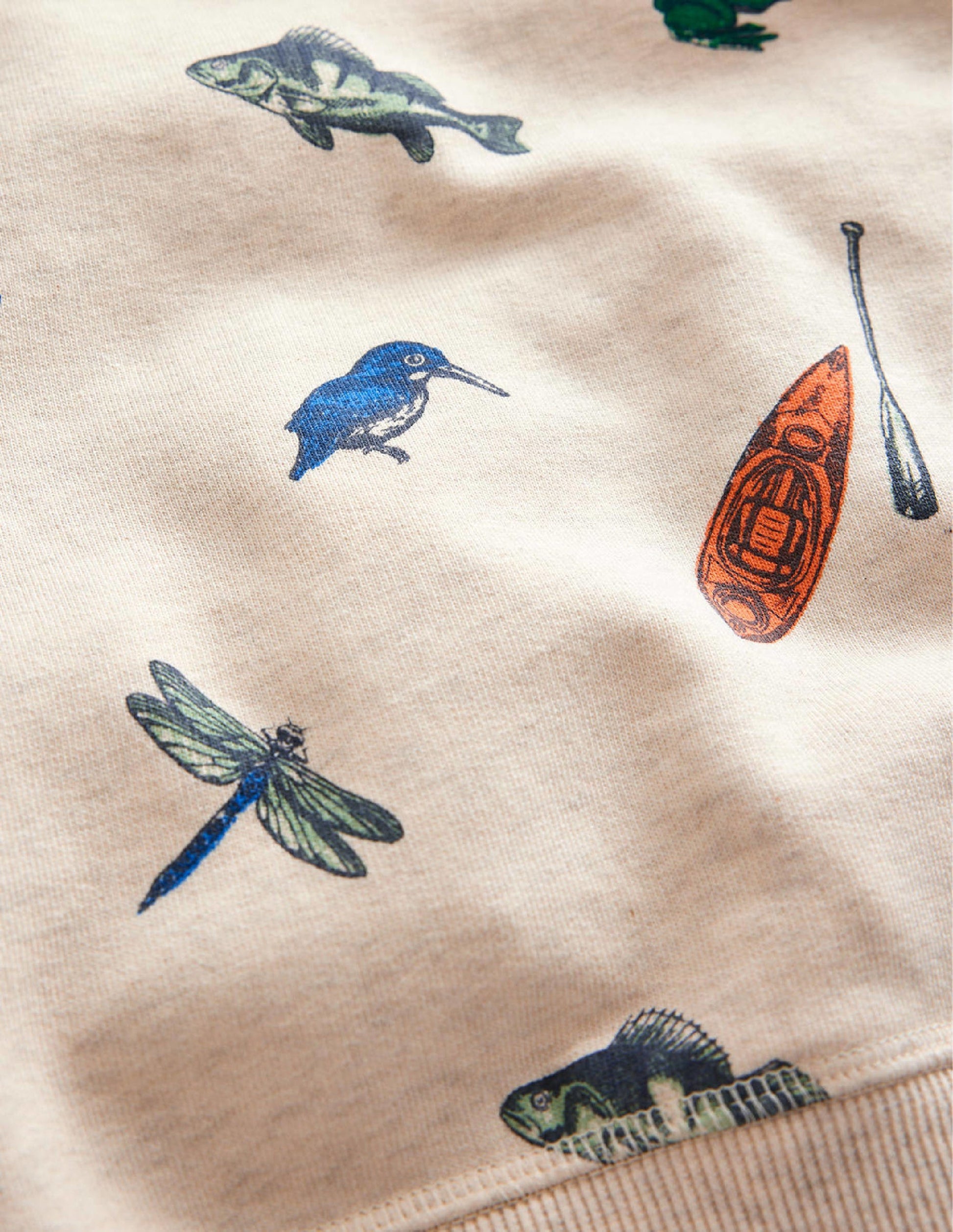 Printed Sweatshirt-Oatmeal Marl Fish-3