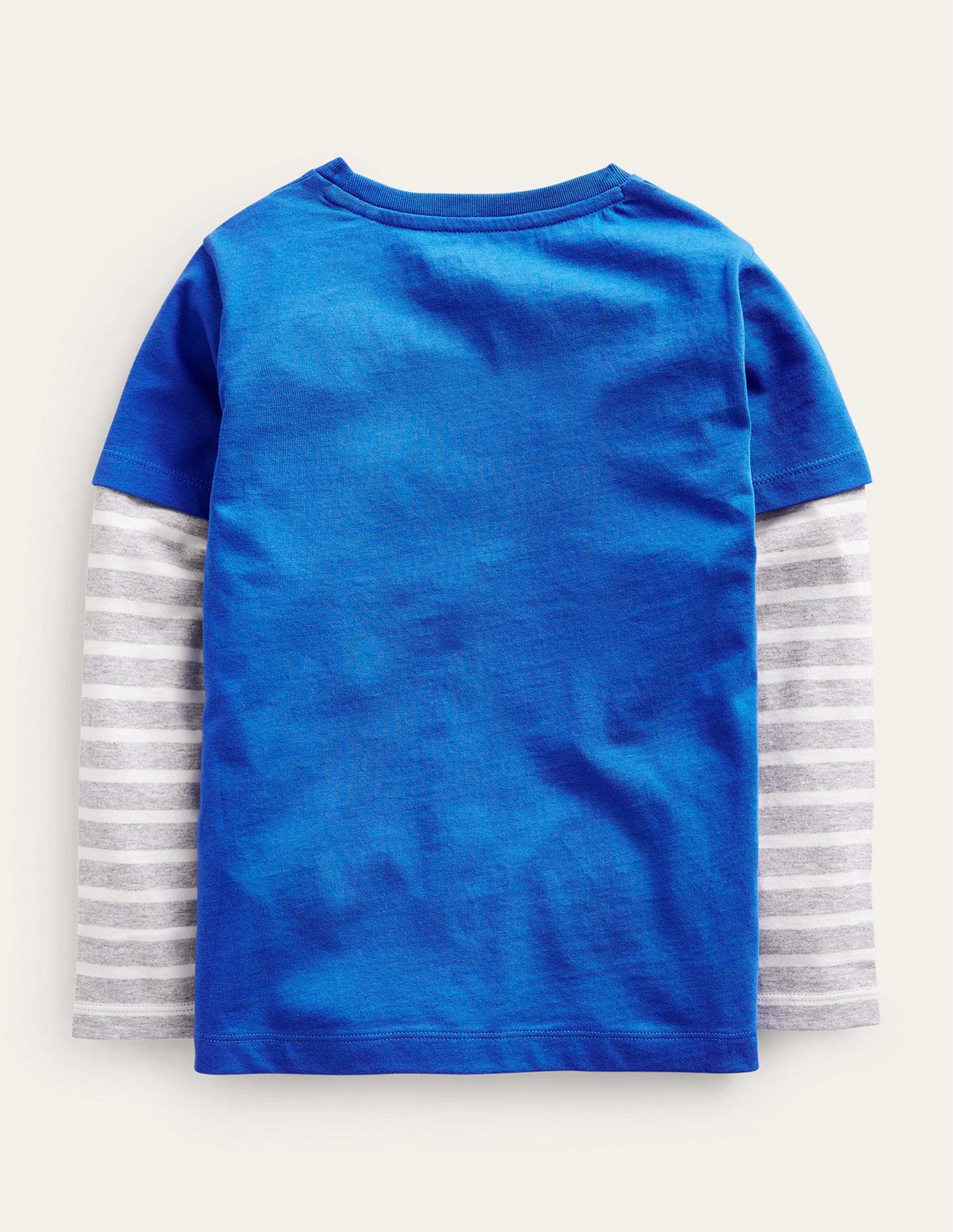 Appliqué Mock Sleeve T-Shirt-Delft Blue - Image 2