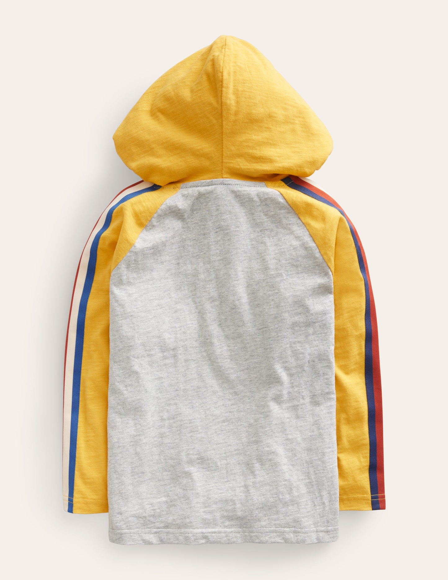 Hooded Raglan T-shirt-Grey Marl/Honeycomb Yellow