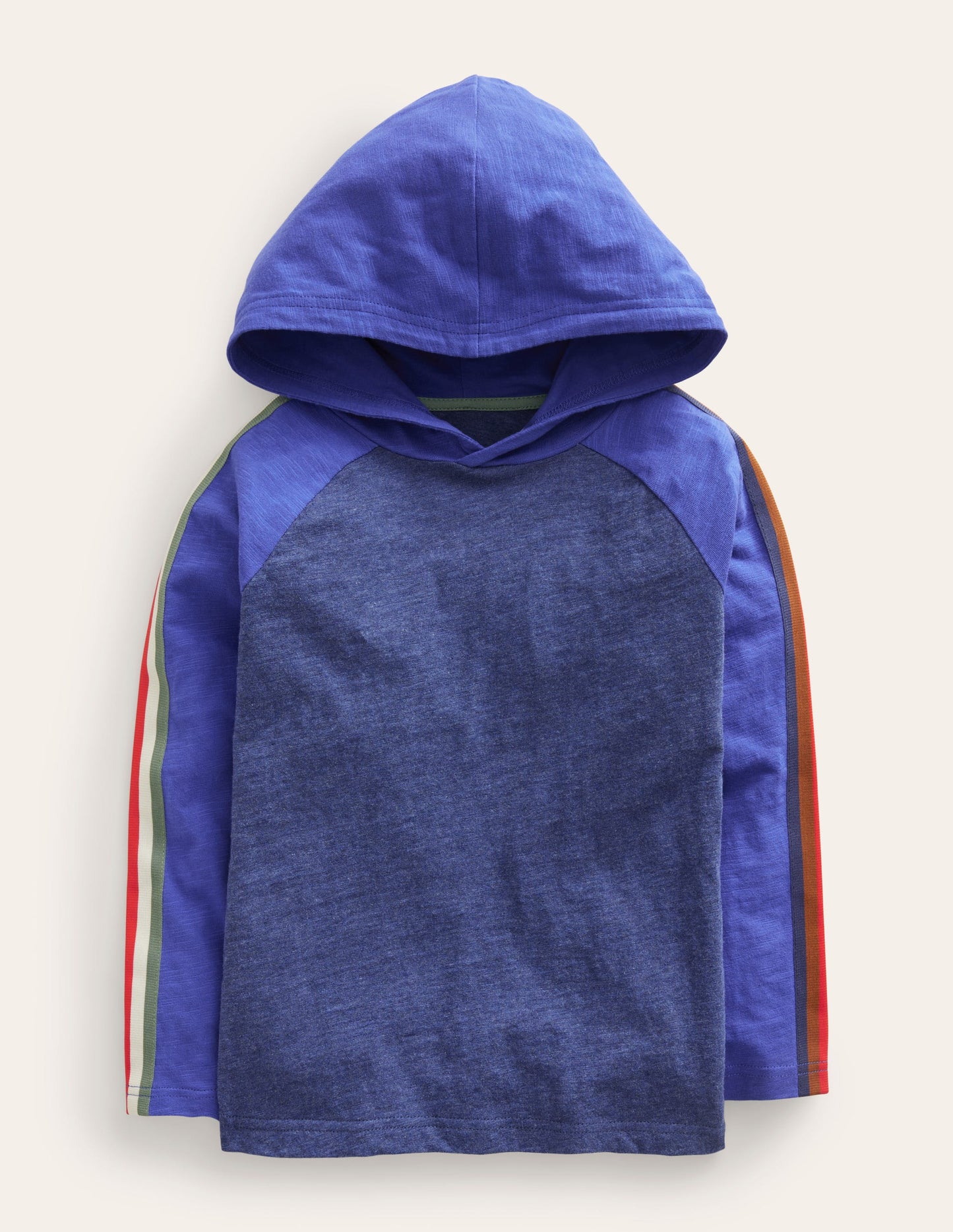 T-Shirt mit Raglanärmeln und Kapuze-Marineblau Meliert/Brillantblau