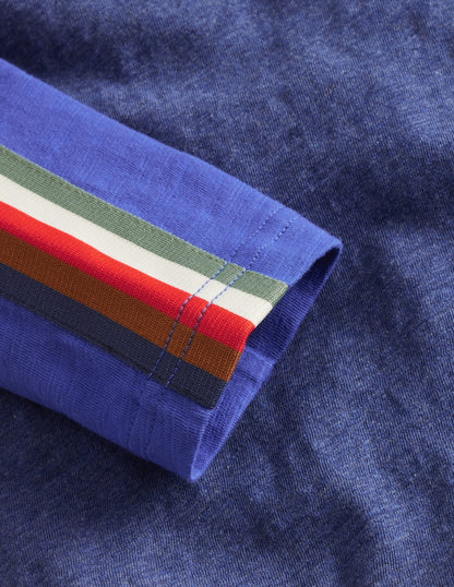 T-Shirt mit Raglanärmeln und Kapuze-Marineblau Meliert/Brillantblau-3
