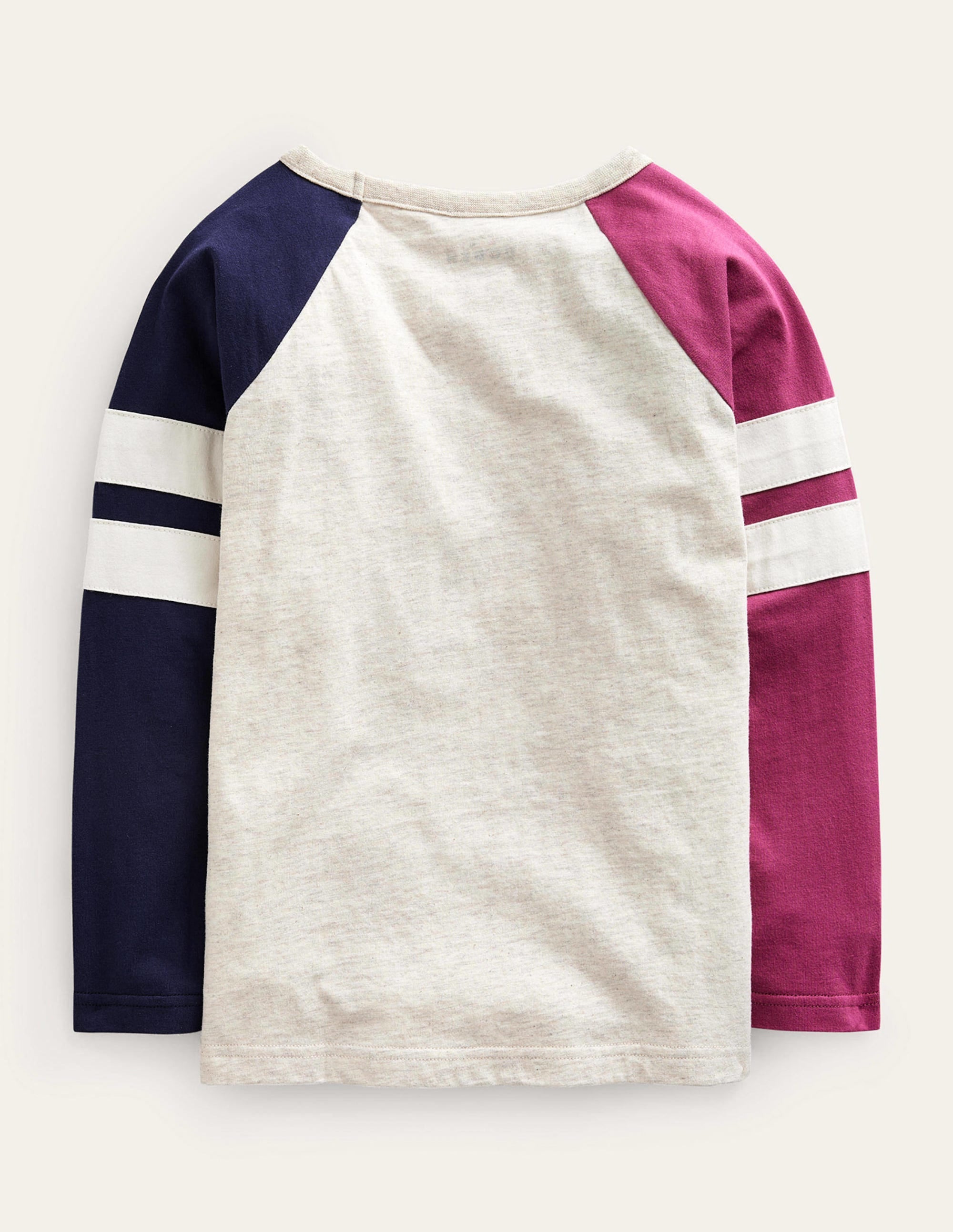 Raglan-T-Shirt mit Blockfarben-Haferbeige/Marineblau/Beere Meliert - Image 2