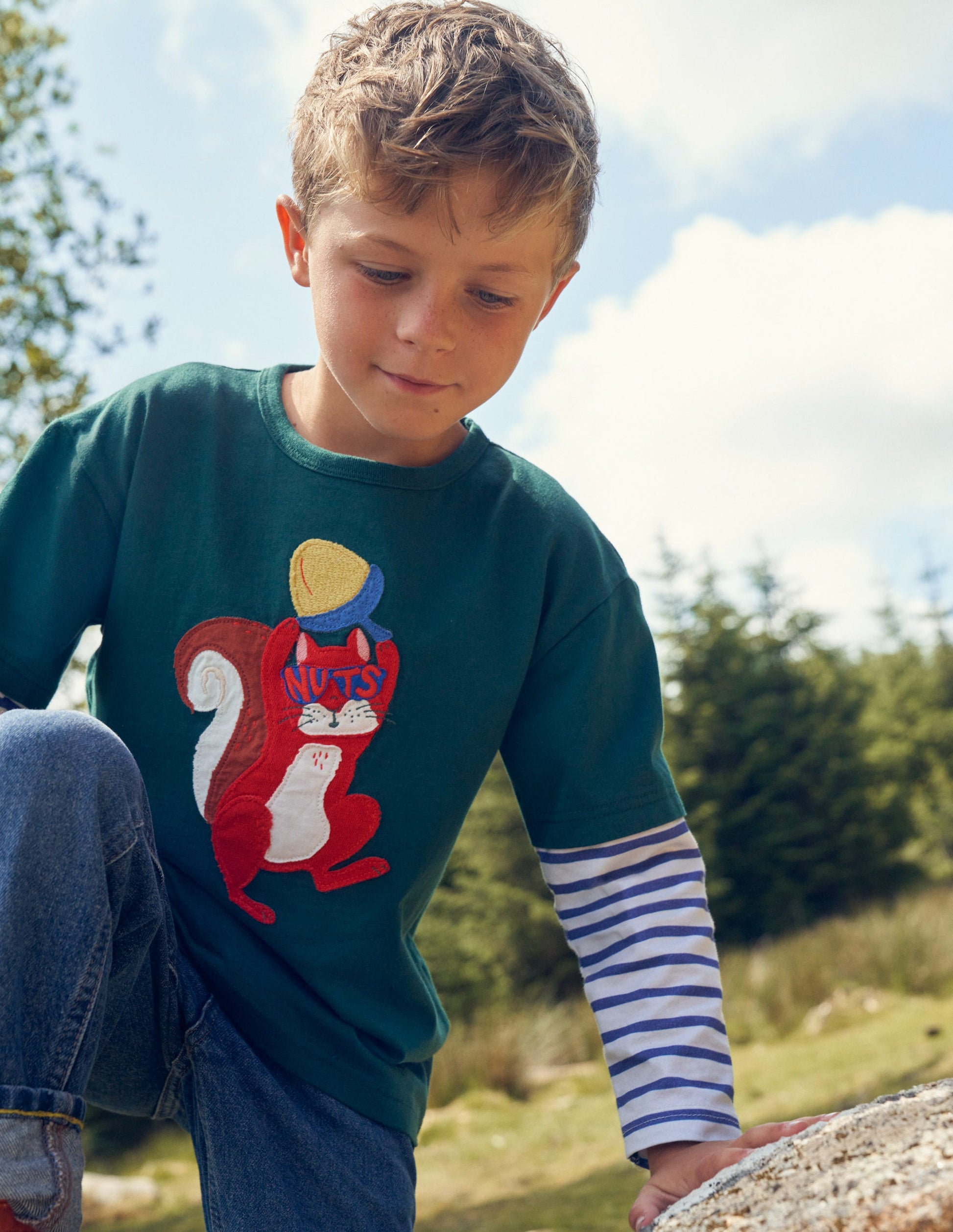 T-shirt fausses manches longues à logo-Écureuil vert amazonien-4