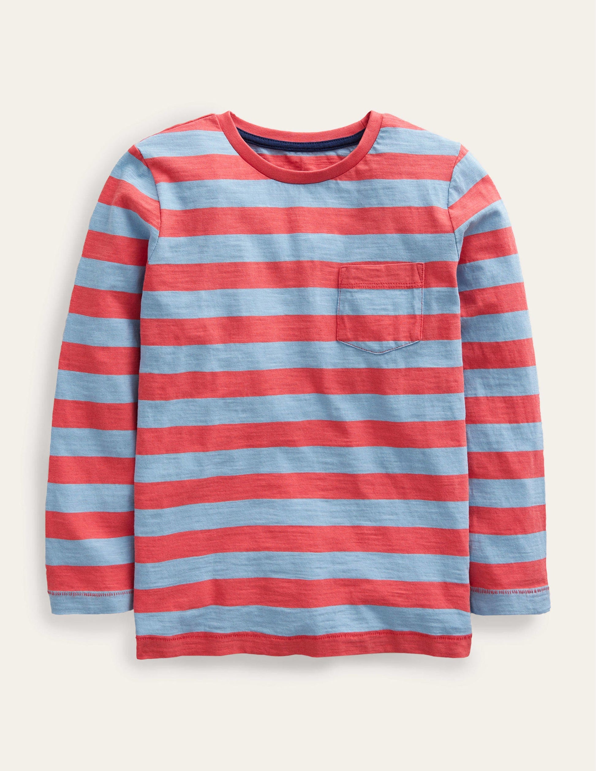 Long-sleeved Washed T-shirt-Dusk Blue/ Jam-1