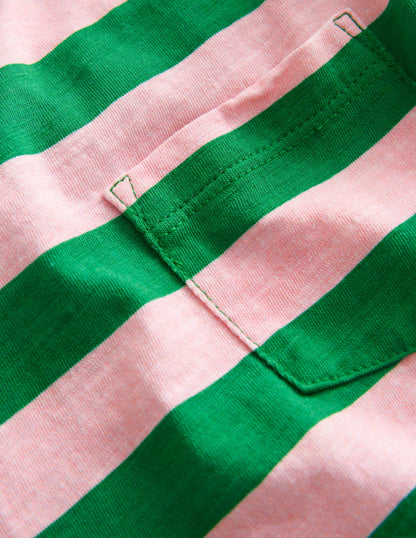 Langärmliges T-Shirt in gewaschener Optik-Französisches Rosa/Tiefgrün
