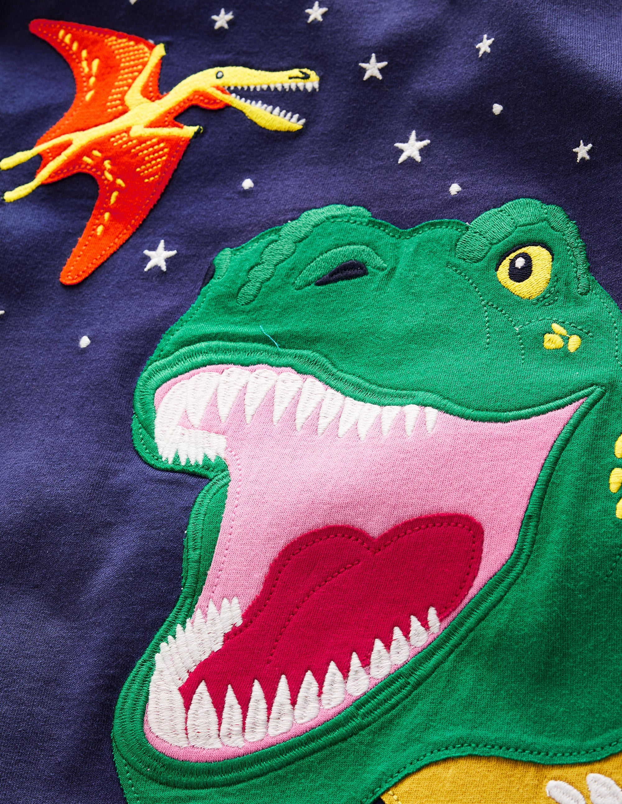 T-shirt à appliqué dinosaure-Dinosaure bleu marine universitaire - Image 3
