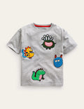 Monster Patches T-Shirt-Grey Marl Monster