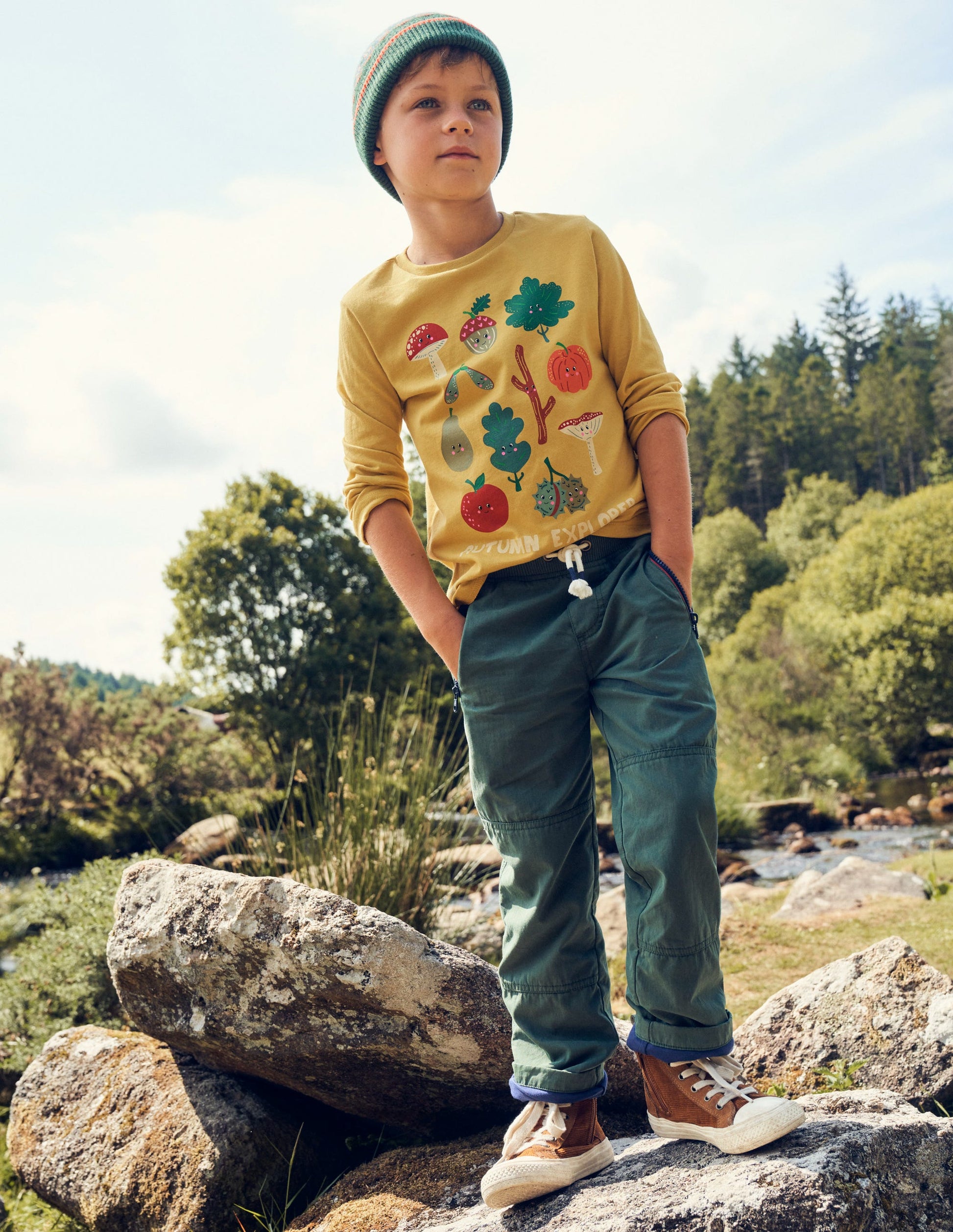 Print Grid T-Shirt-Oil Yellow Autumn Explorer-4
