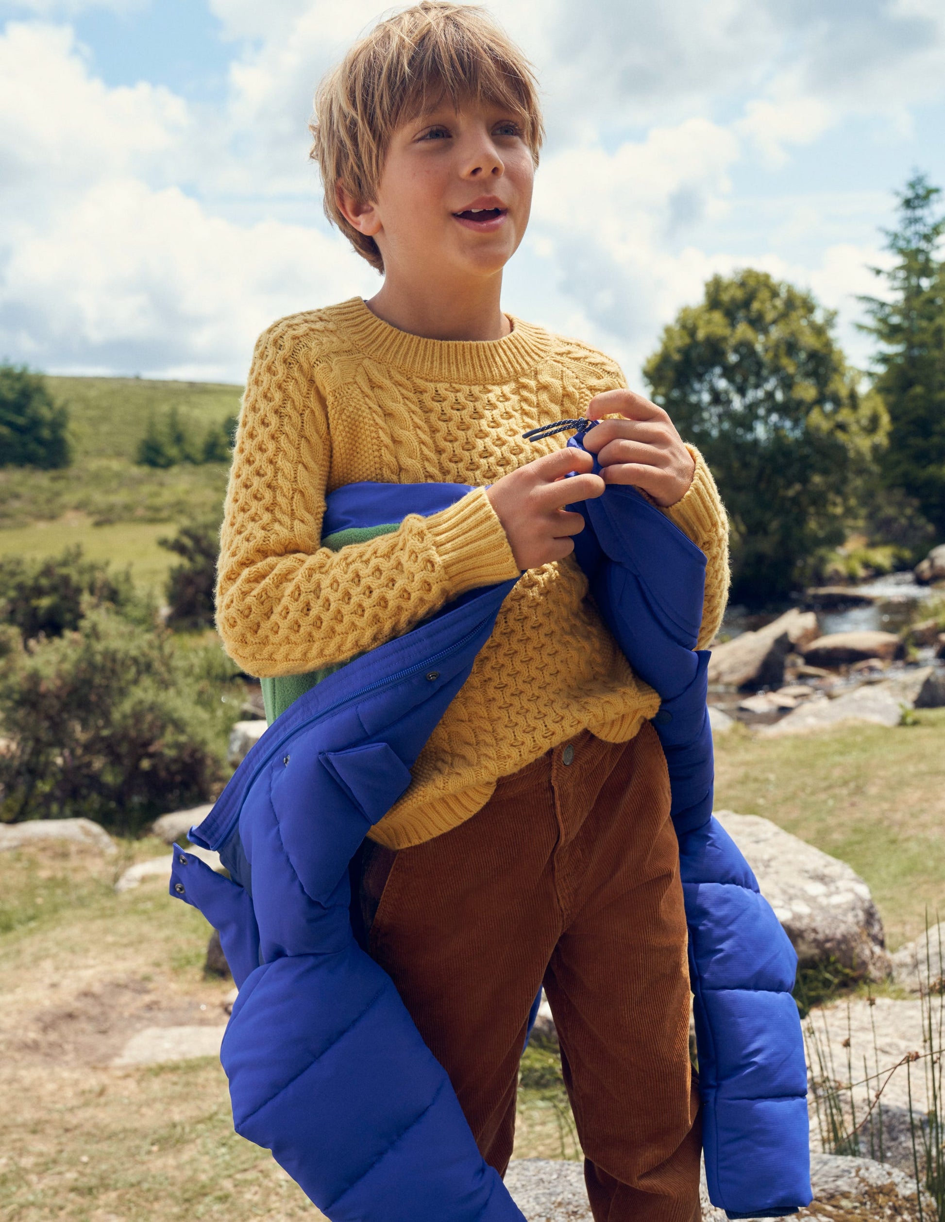 Pullover mit klassischem Zopfmuster-Scharfer Senf-4