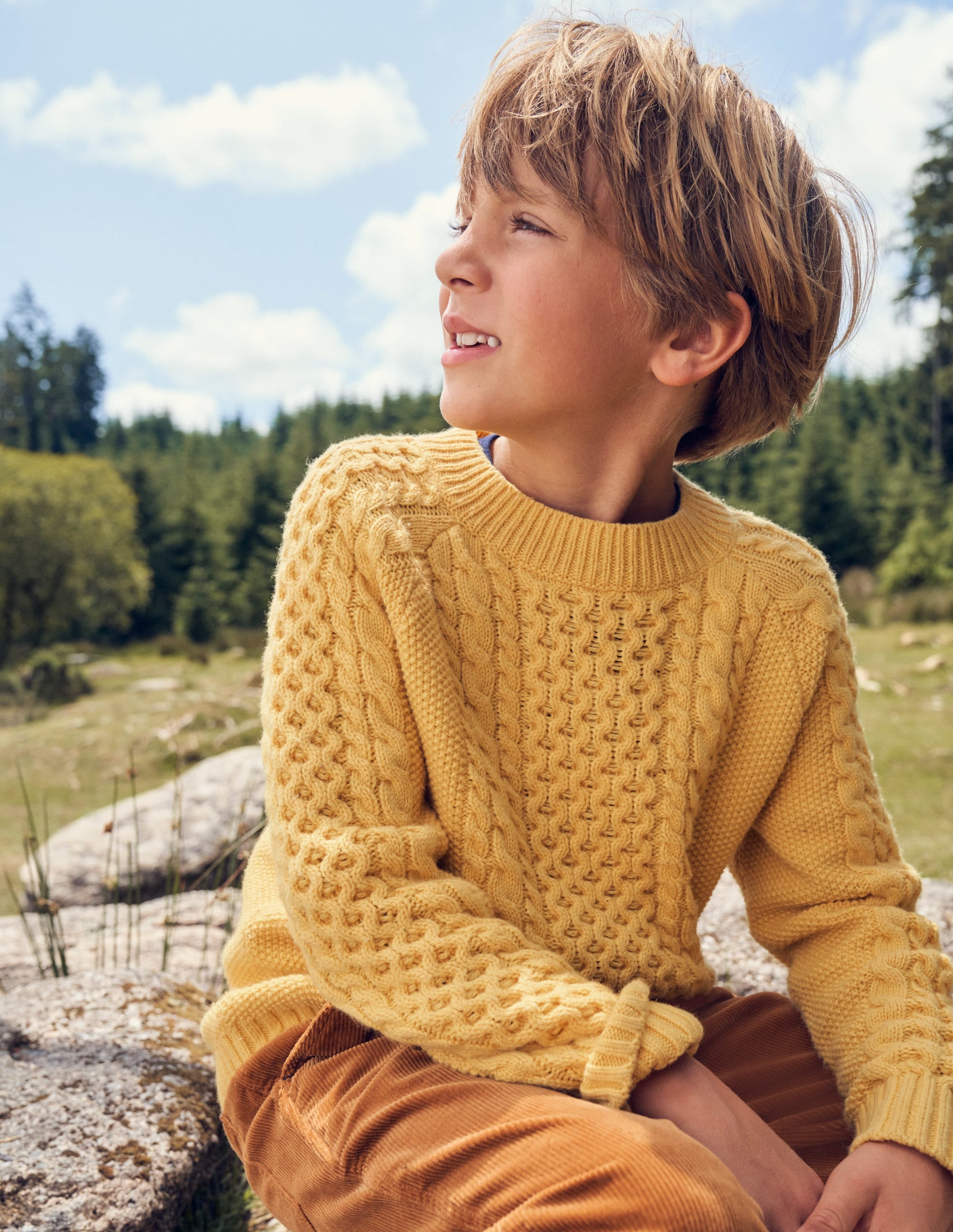 Pullover mit klassischem Zopfmuster-Scharfer Senf - Image 5