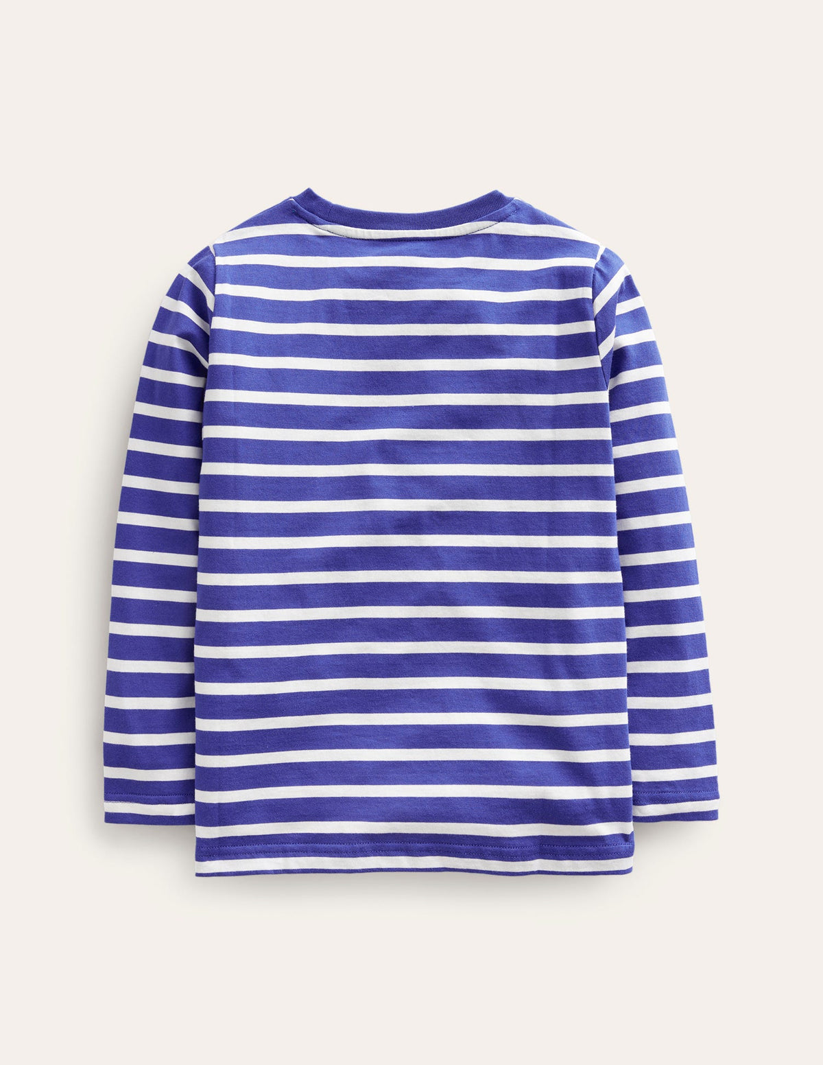 T-Shirt mit originellem Taschenaufdruck-Blau/Naturweiß Gestreift-2