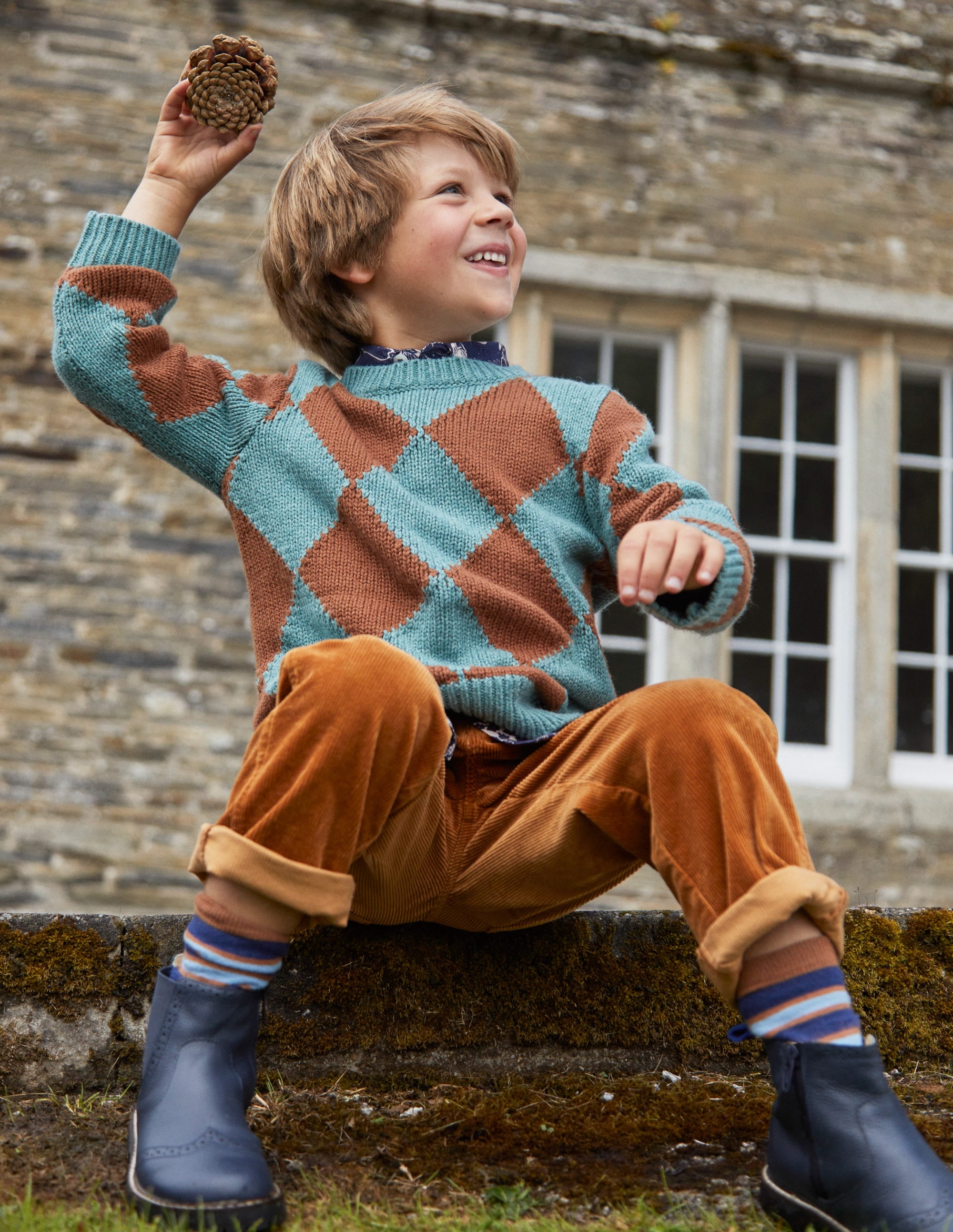 Pull à motif argyle-Vert fumée - Image 4