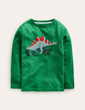 T-shirt à dino en point de croix-Dinosaure vert profond