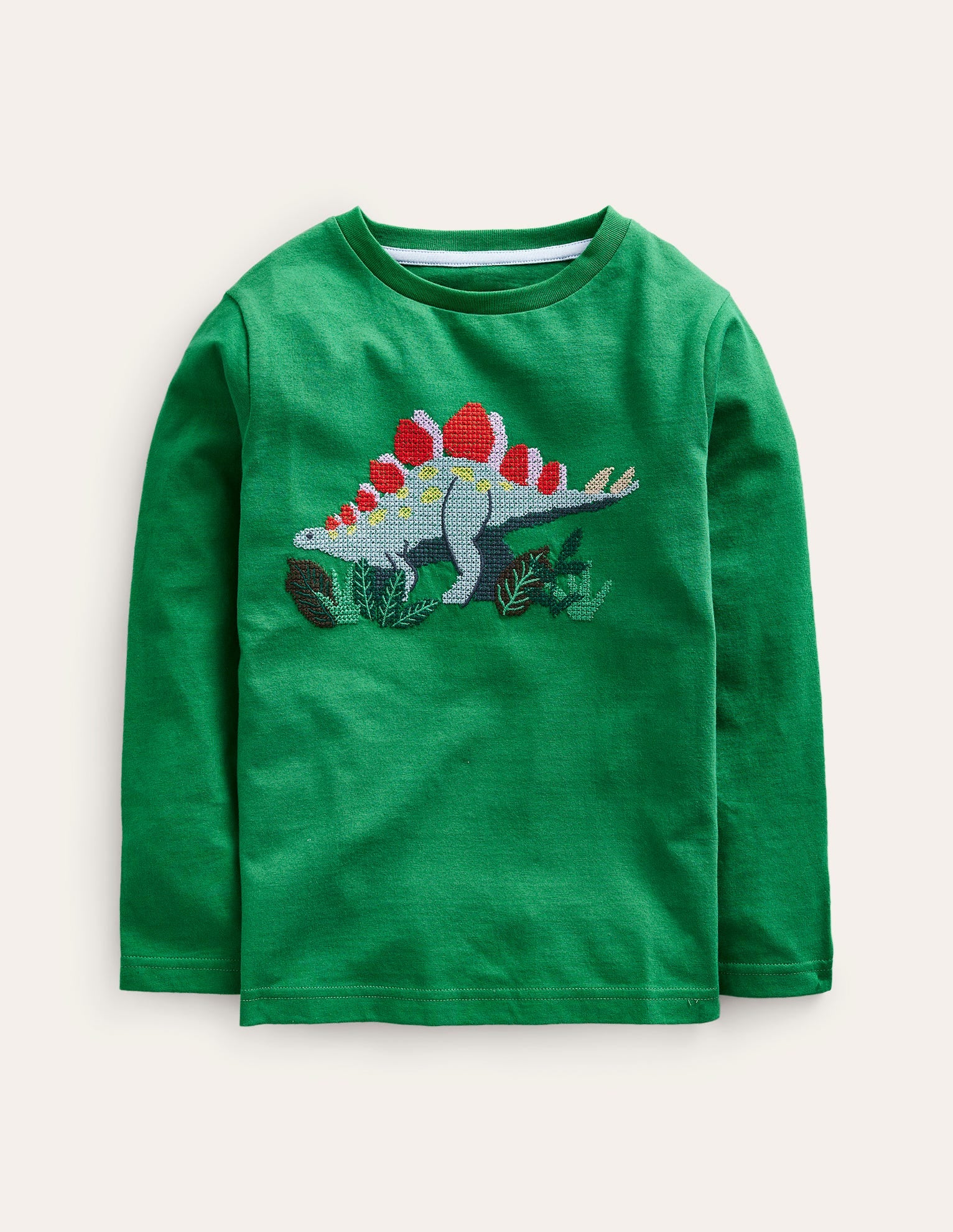 T-shirt à dino en point de croix-Dinosaure vert profond - Image 1