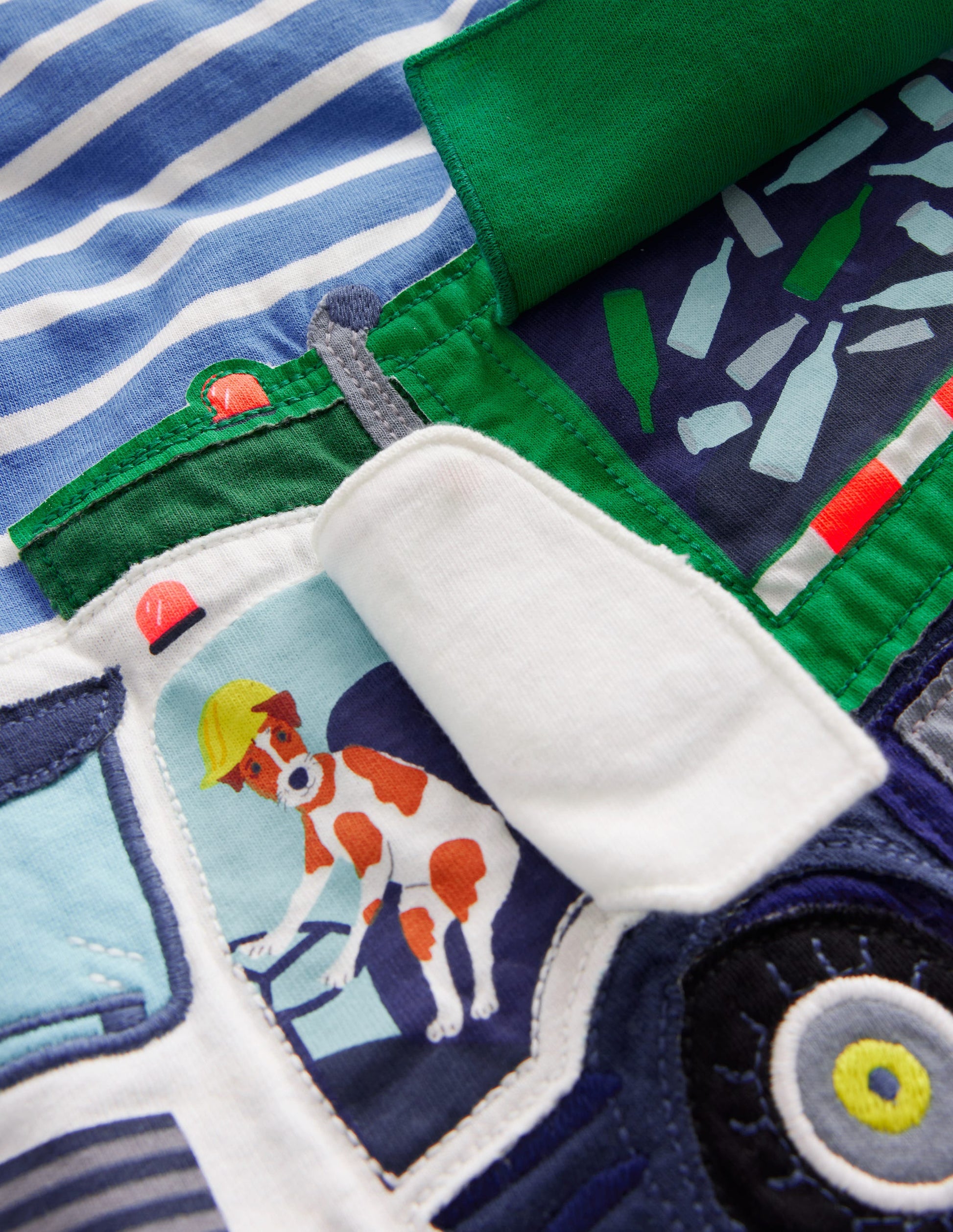 T-shirt motif camion avec rabats à soulever-Rayé bleu élisabéthain/ivoire-3