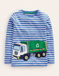 Klappe auf Truck-T-Shirt-Elisabethanisches Blau/Naturweiße Streifen