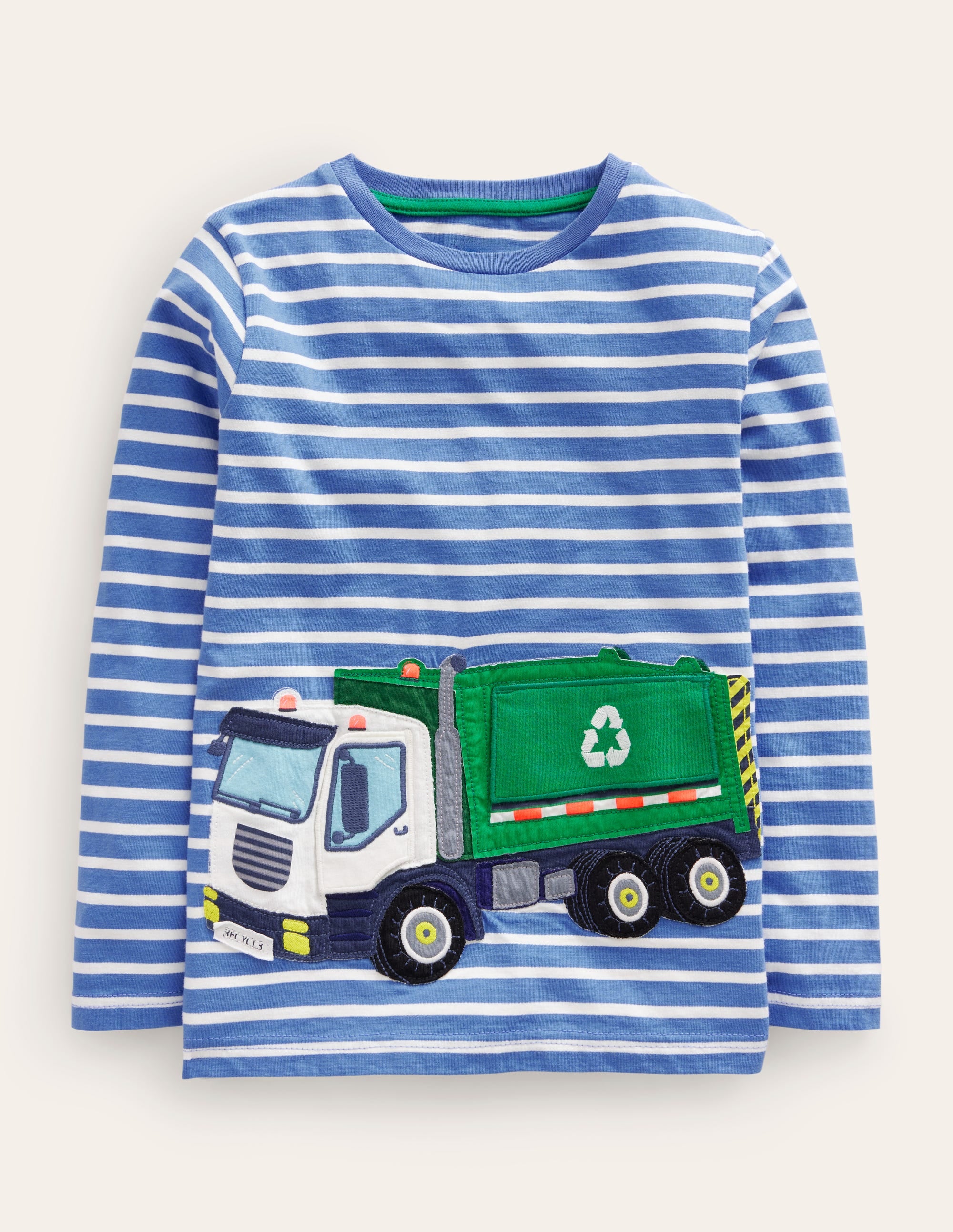 Klappe auf Truck-T-Shirt-Elisabethanisches Blau/Naturweiße Streifen - Image 1