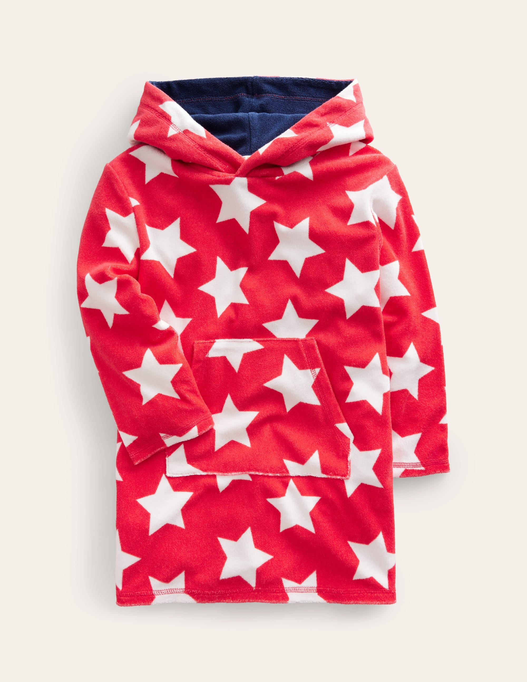 Frottee-Badeponcho-Rot, Sterne - Image 1