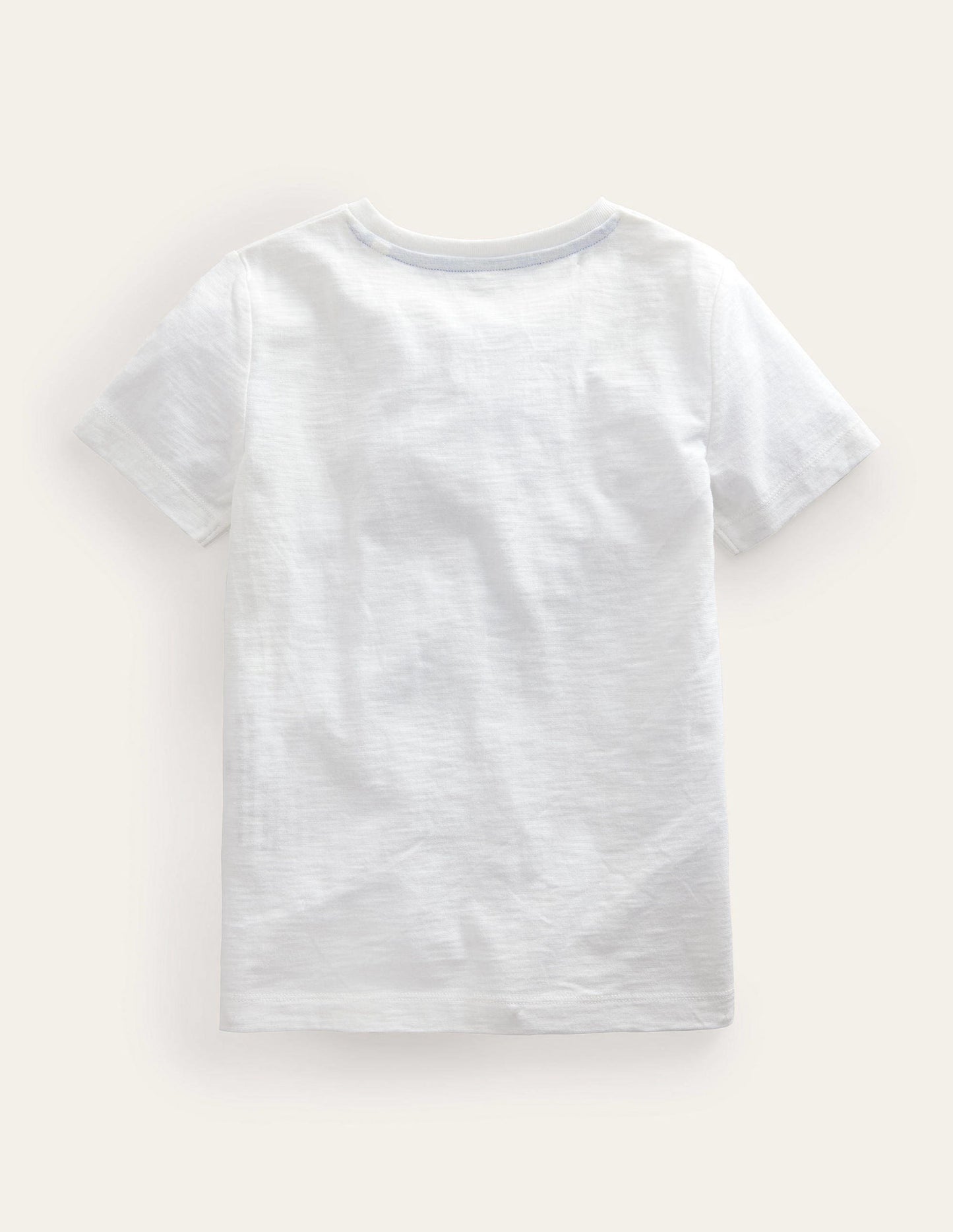 T-Shirt mit Kettenstich und Spruch-Naturweiß Hello-Motiv
