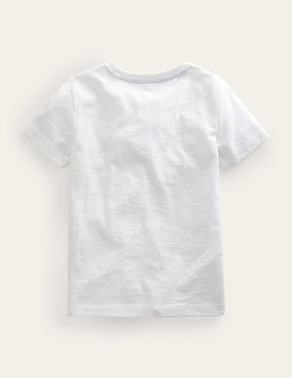 T-Shirt mit Kettenstich und Spruch-Naturweiß Hello-Motiv-3