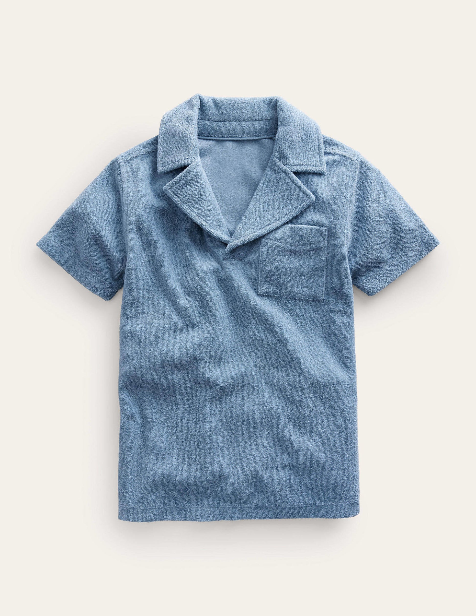 Polo en éponge-Bleu galet-1