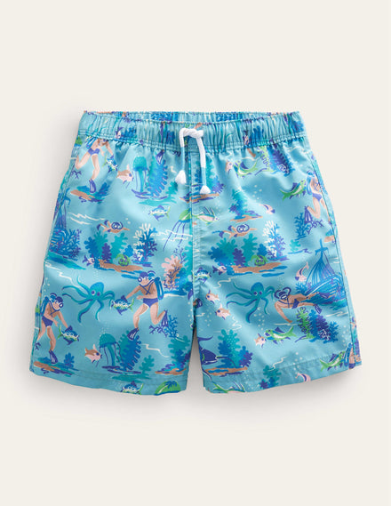Badeshorts-Meerblau, Tauchermuster