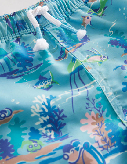 Badeshorts-Meerblau, Tauchermuster-4
