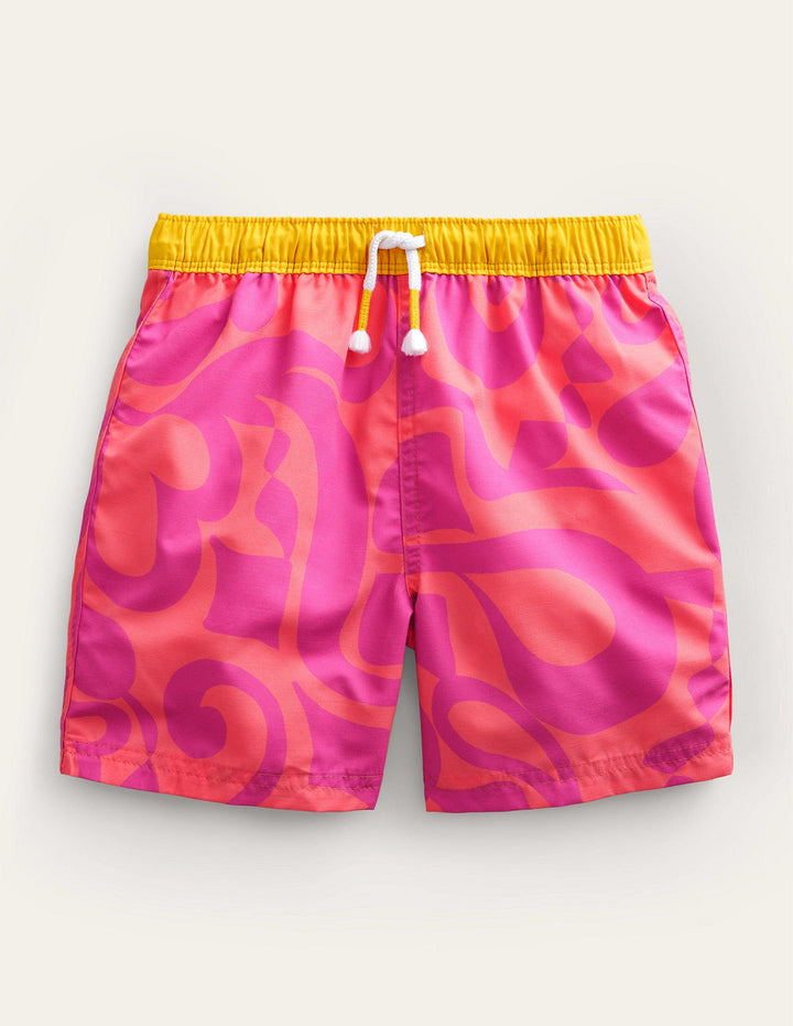 Swim Shorts-Peach Punch Summer Stencil