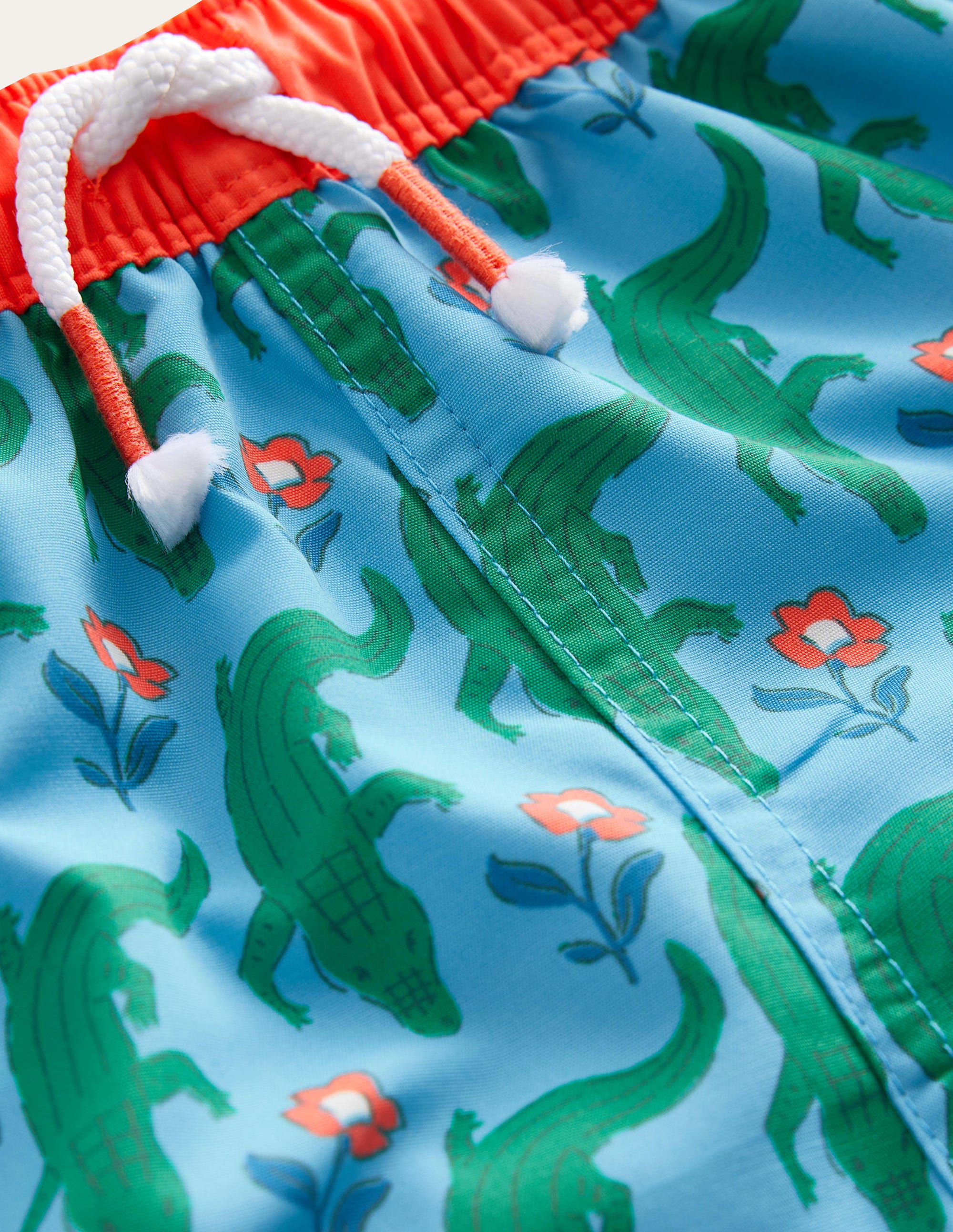 Short de bain-Aigue-marine, motif Crocodile Woodblock - Image 3