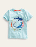 Im Dunkeln leuchtendes T-Shirt-Eisblau, Haie