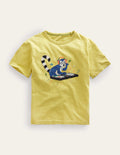 Lässiges T-Shirt mit Applikation-Butterblumengelb