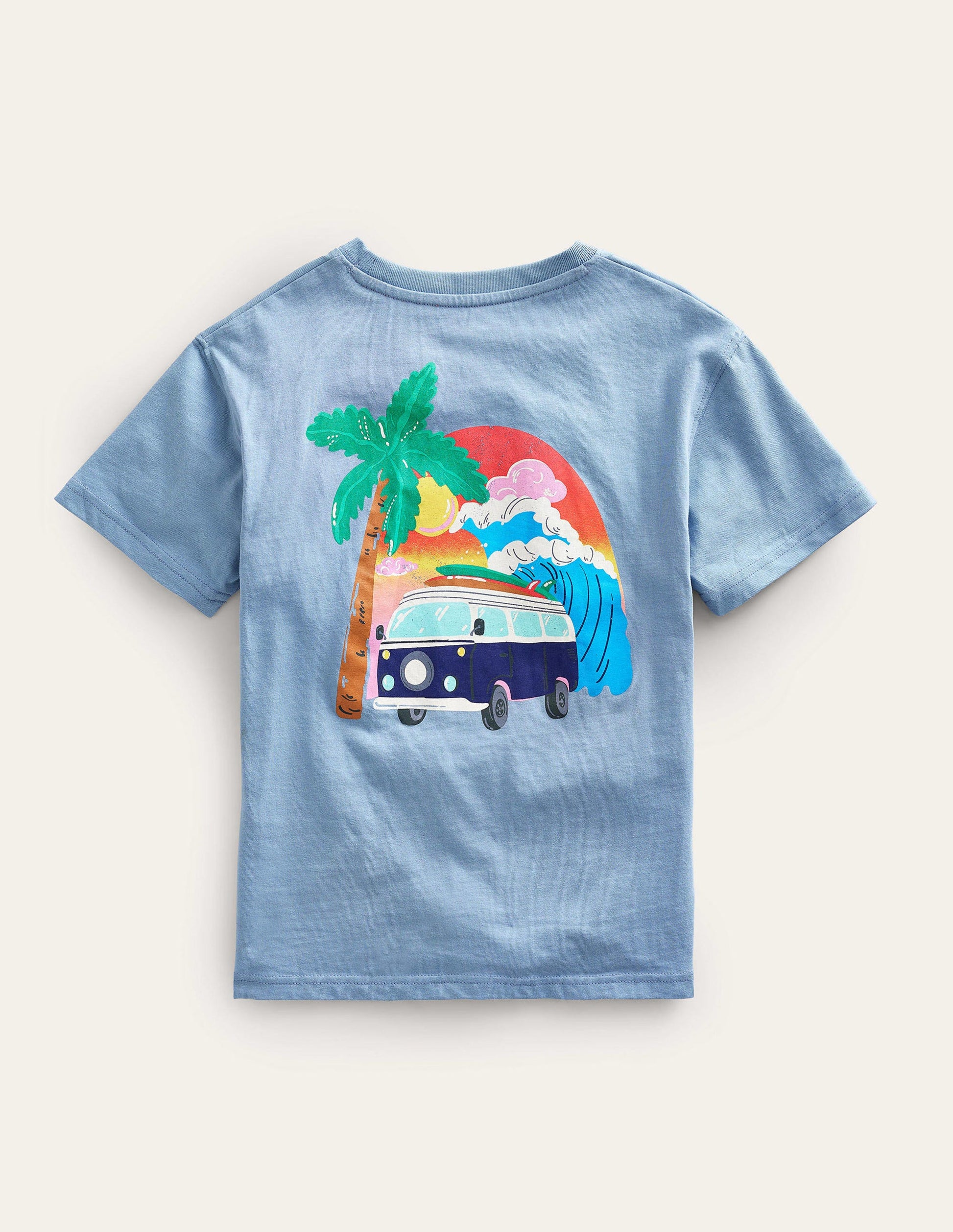 T-shirt à logo recto verso-Bleu galet-2