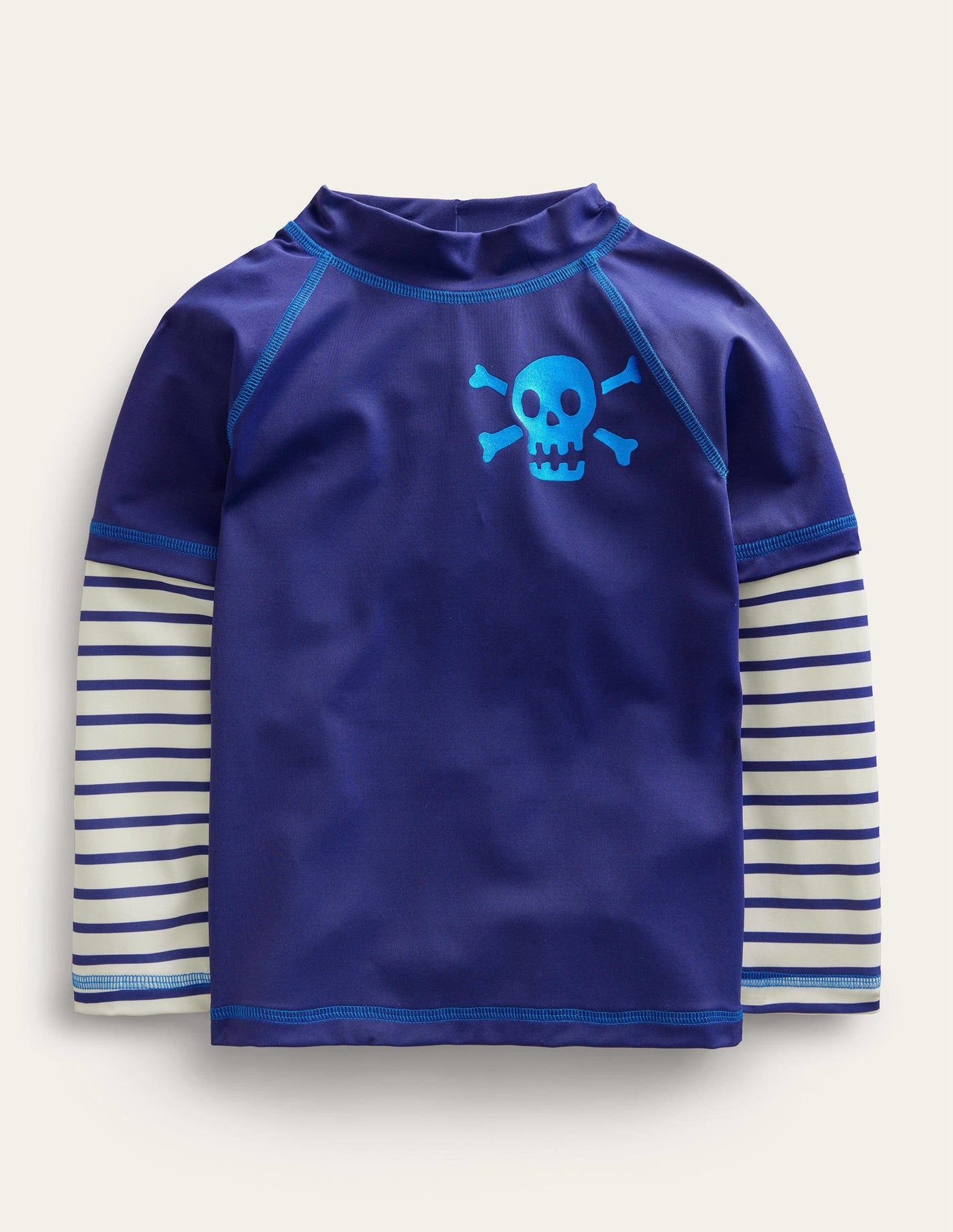 Logo Rash Vest-Starboard Blue, Ivory Stripe