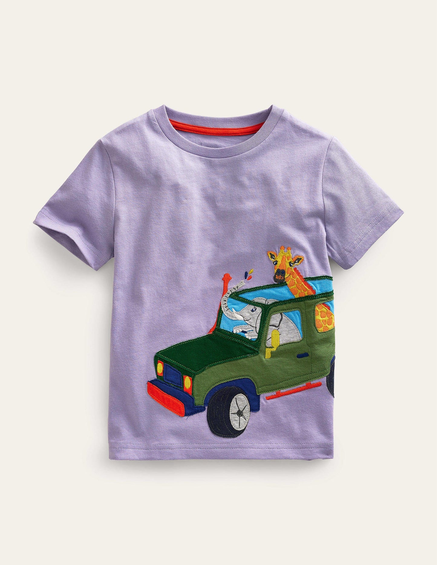 T-Shirt mit reiselustigen Tieren-Nebliges Lavendellila, Jeep