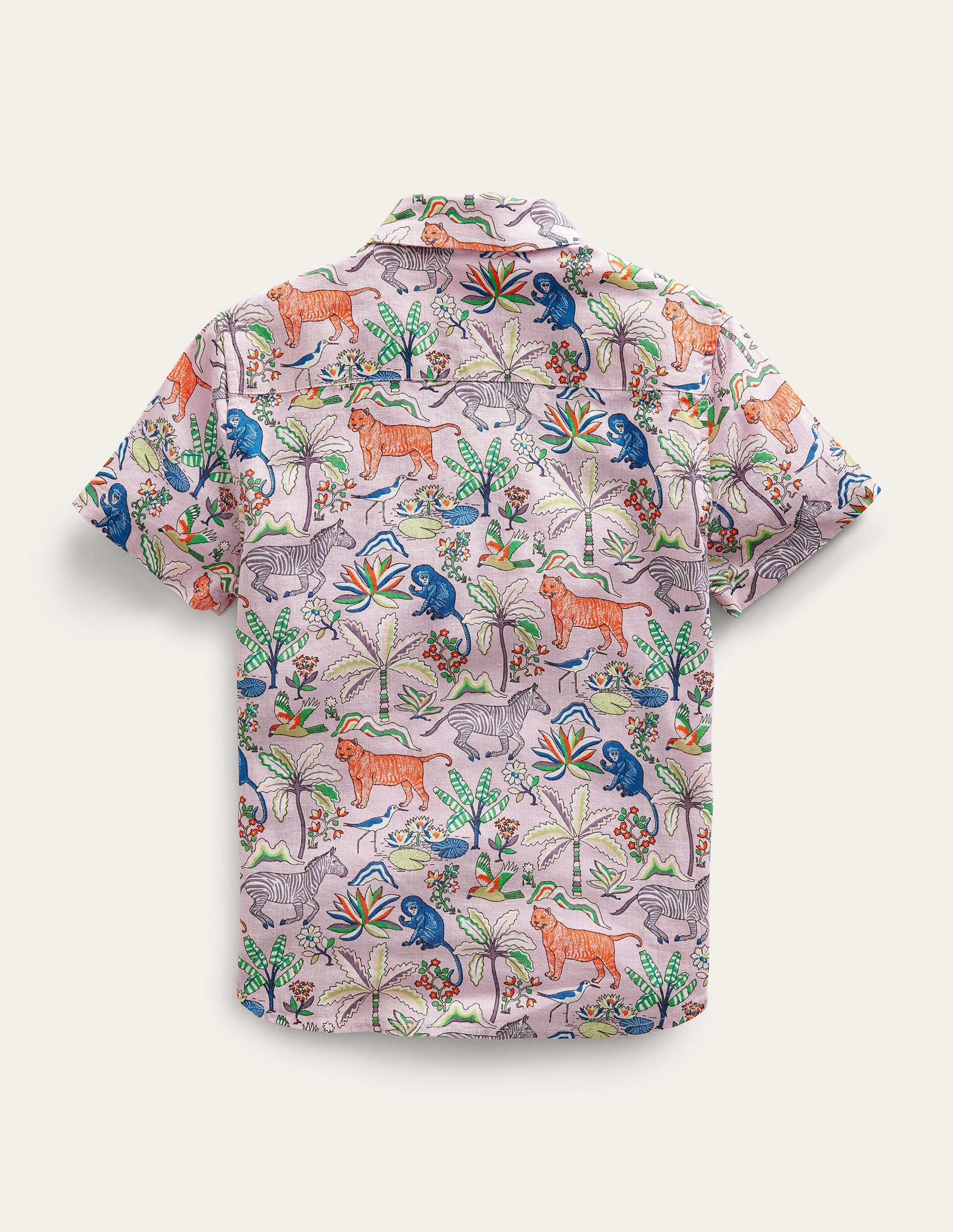 Chemise en coton et lin-Rose camée, motif Tropical Garden-2