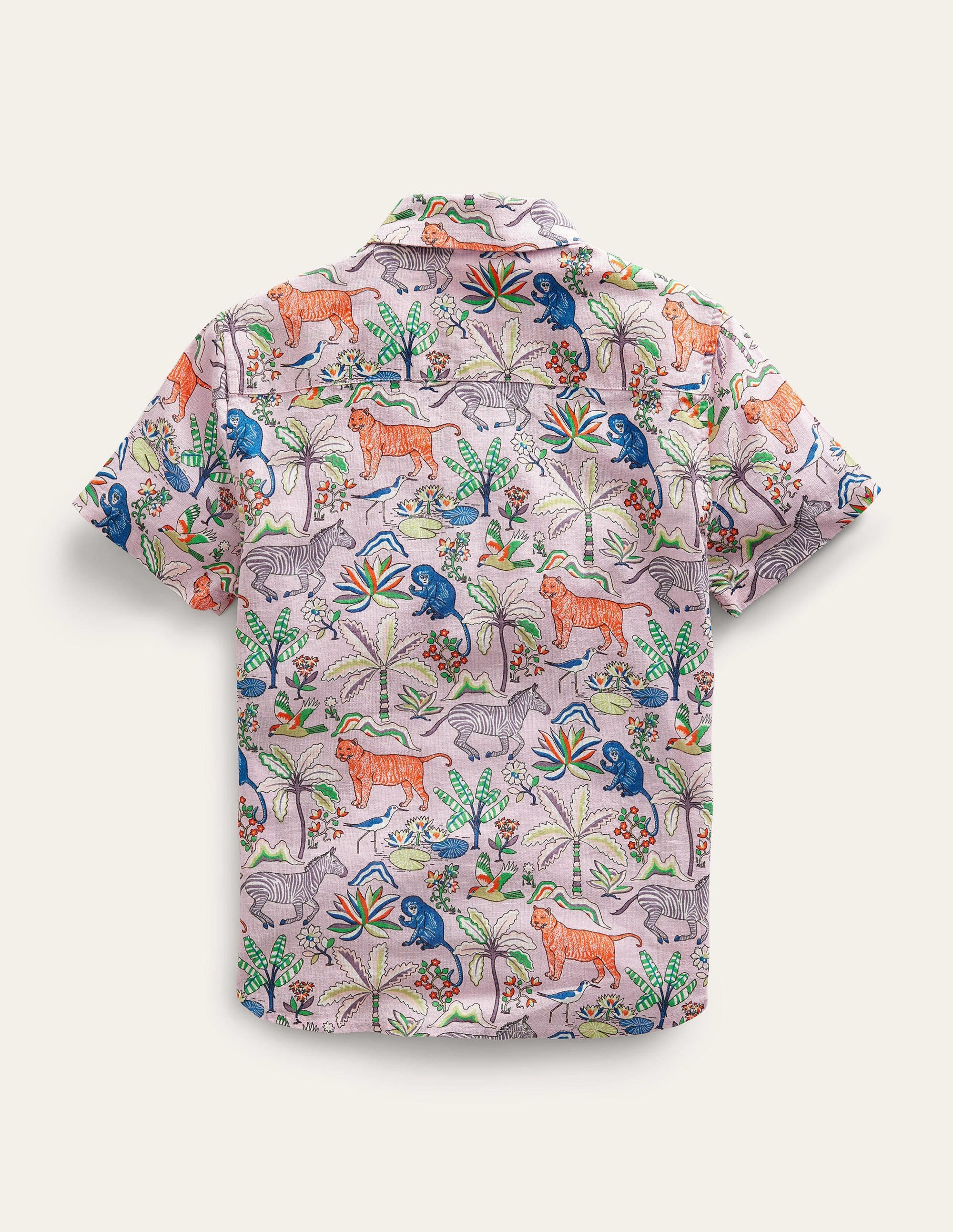 Chemise en coton et lin-Rose camée, motif Tropical Garden - Image 2