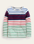 Fröhliches Bretonshirt-Naturweiß/Karibikblau