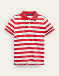 Polo en piqué-Marinière ivoire/rouge
